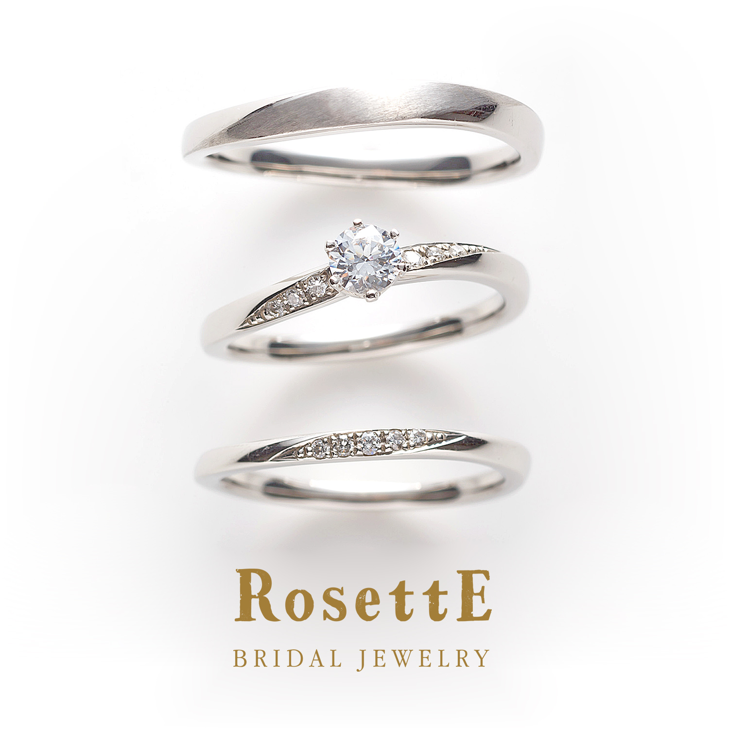 RosettEロゼットの婚約指輪と結婚指輪で重ねづけセットリングのMOONLIGHT月あかり