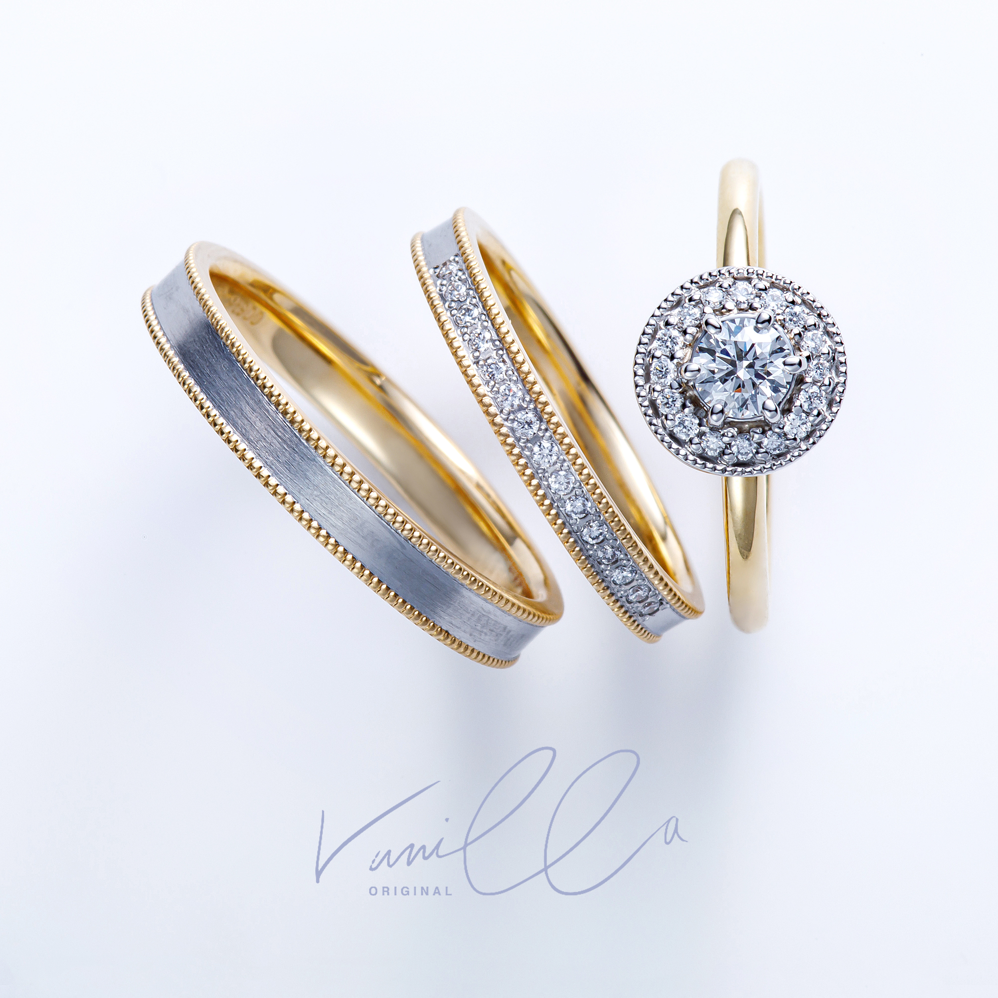 VANillA ORiGiNAL ヴァニラ オリジナル の 婚約指輪でエンゲージリングと結婚指輪でマリッジリングのセットリング Violet ヴァイオレット
