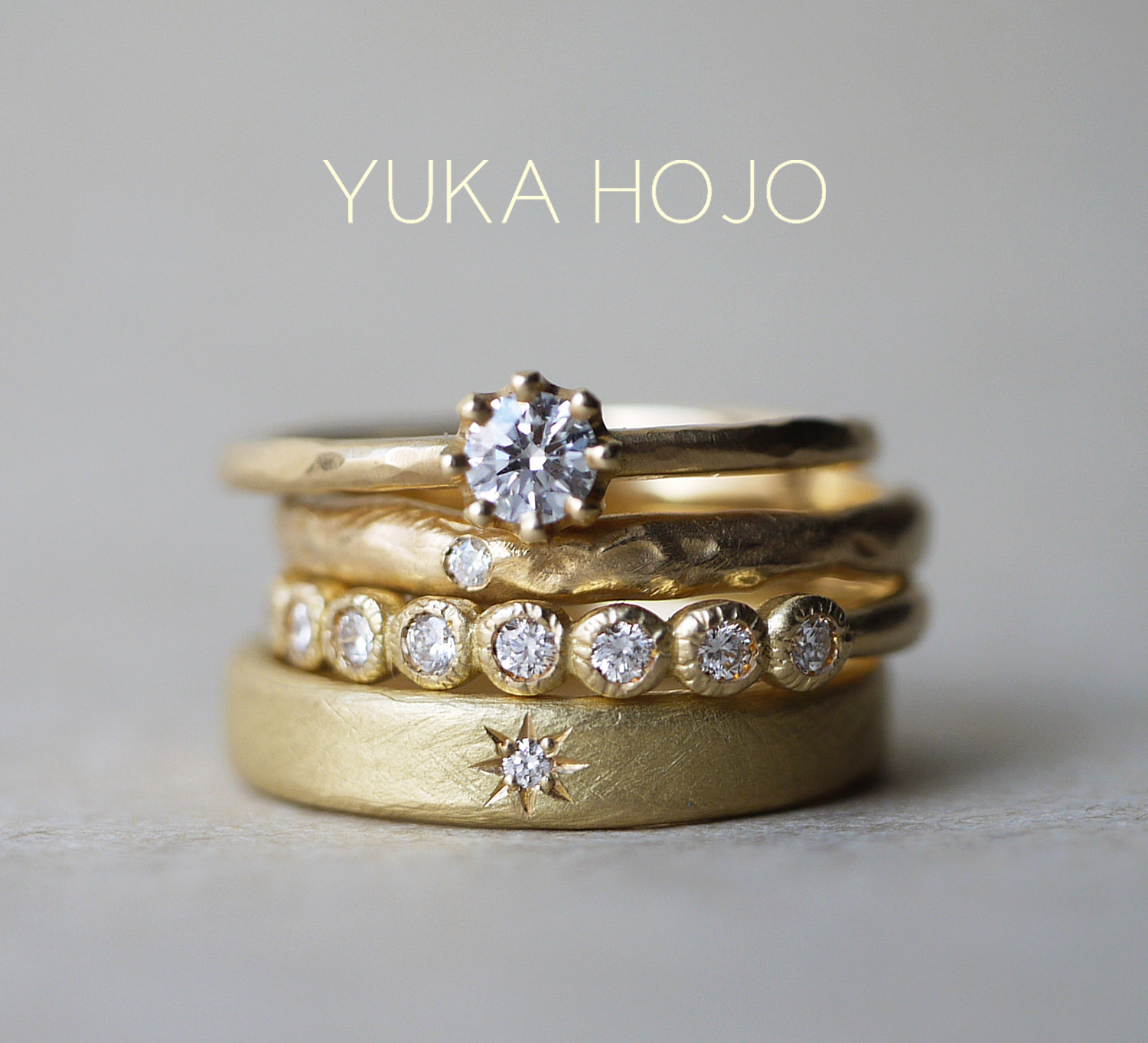 YUKAHOJOユカホウジョウの婚約指輪と結婚指輪でエンゲージリングとマリッジリングでセットリングと3本セット