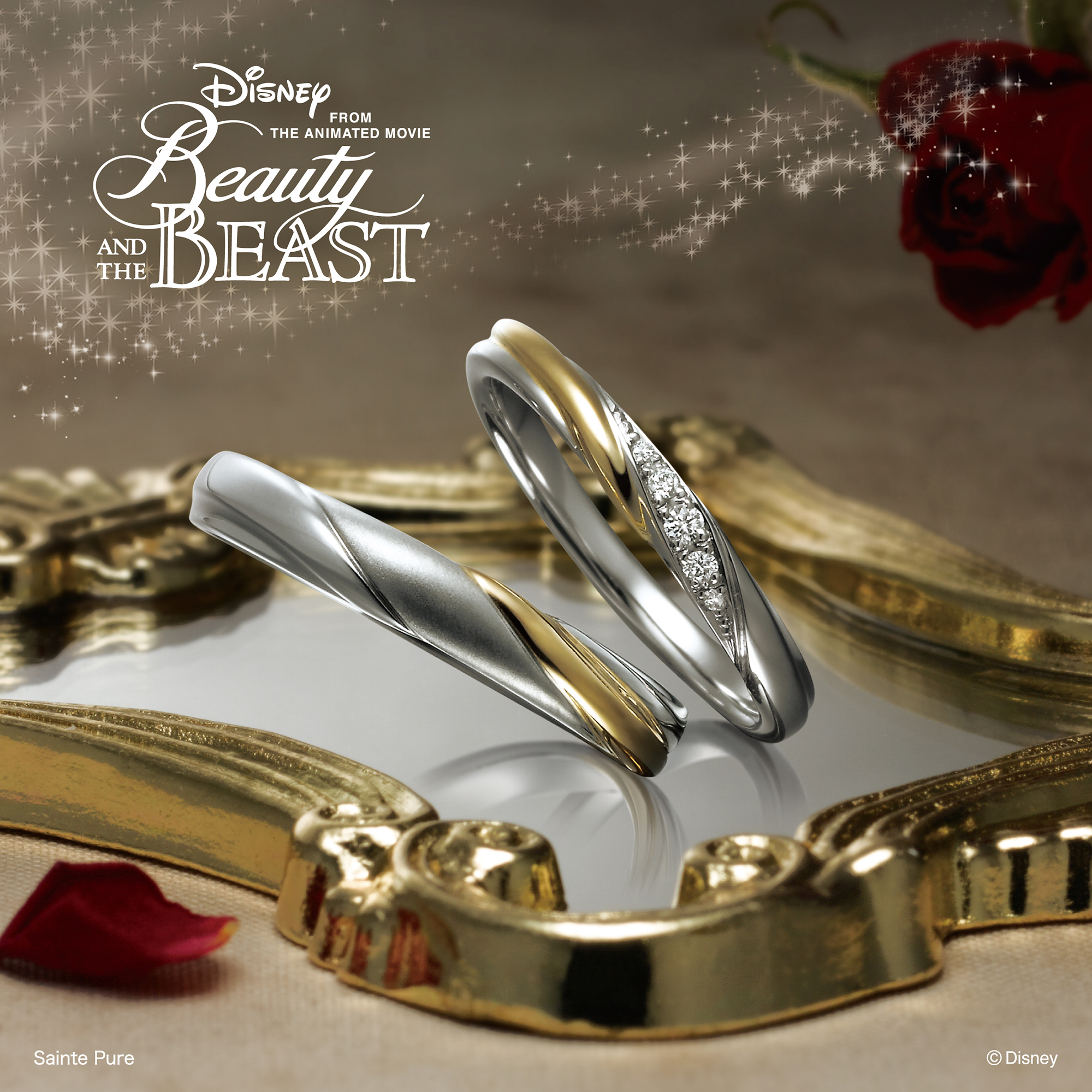 広島県広島広島市福山福山市のVANillAヴァニラとDisneyディズニーでbeautyandthebeast美女と野獣の婚約指輪エンゲージリングと結婚指輪マリッジリングのSparkleofLoveスパークルオブラブ