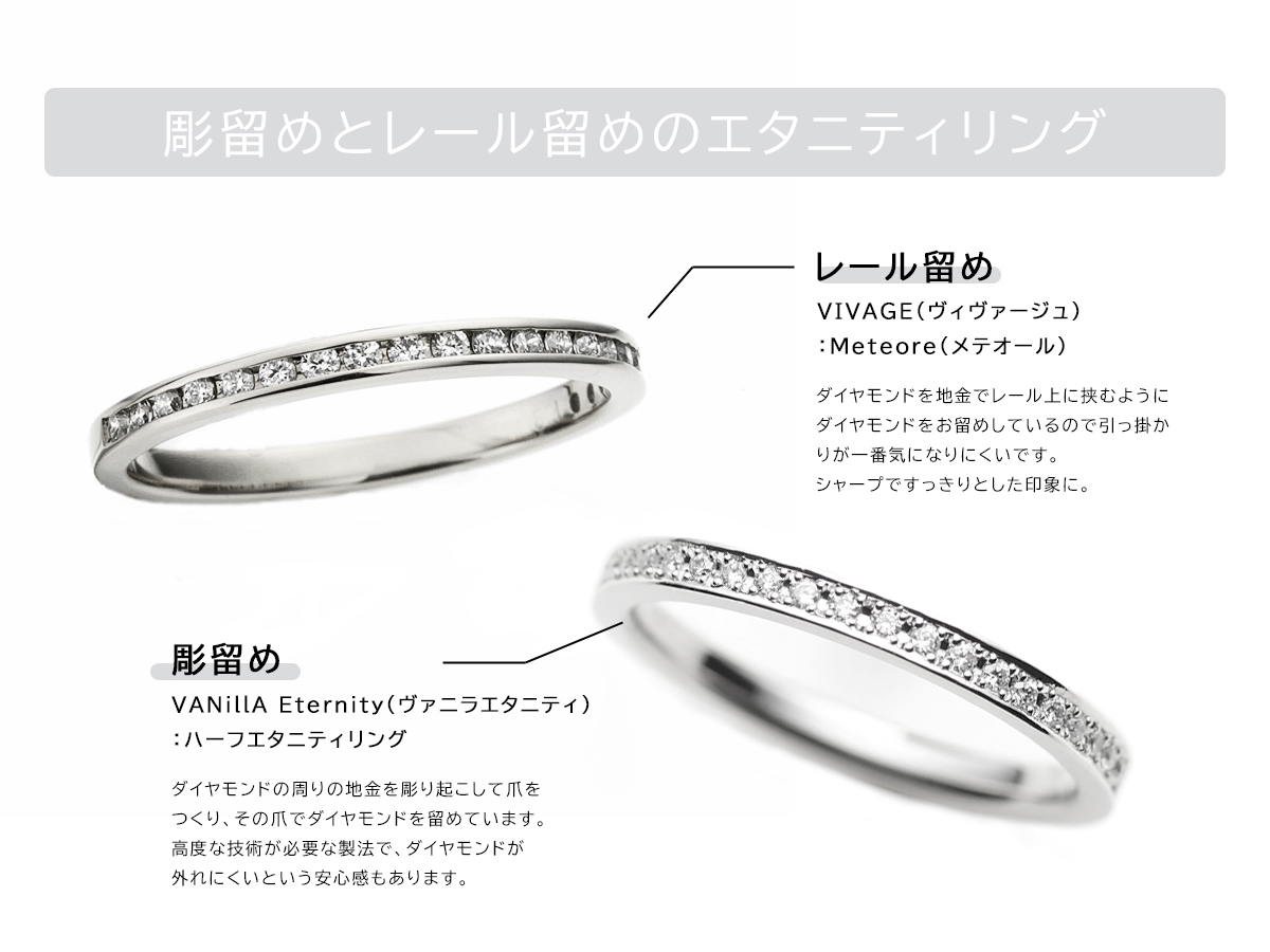 広島県広島市と広島県福山市にある中国エリア最大級の品揃えを誇るVANillA・ヴァニラ・バニラの婚約指輪と結婚指輪のエタニティリング