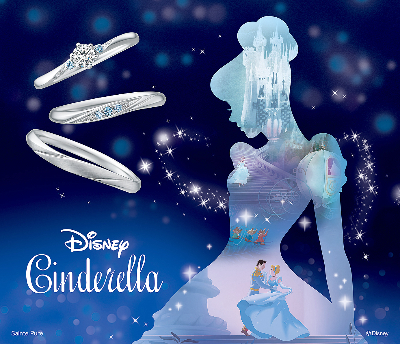 婚約指輪エンゲージリングと結婚指輪マリッジリングのDisneyCinderellaBridalcollection2023ディズニーシンデレラブライダルコレクション2023のMagictoDreamマジックトゥドリーム