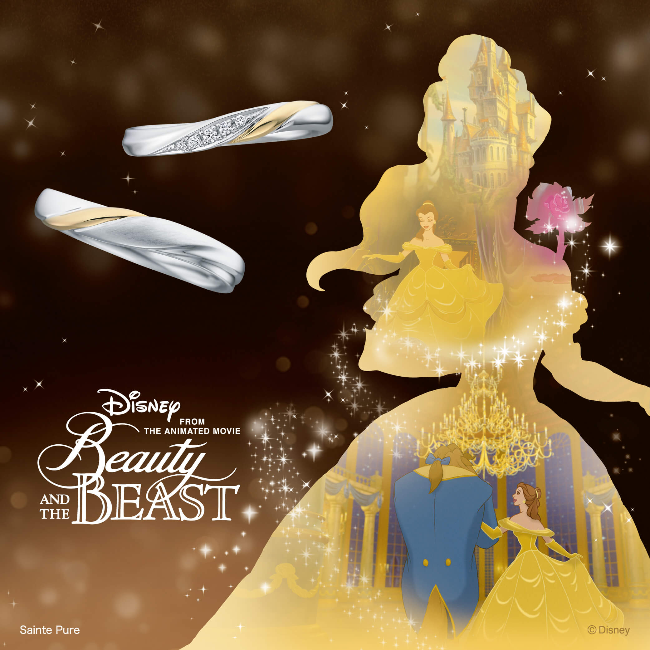 結婚指輪マリッジリングMarriageringのDisneyBeautyANDTHEBEASTディズニービューティーアンドザビーストの美女と野獣のブライダルコレクションのBe Attractedのビー・アトラクテッド