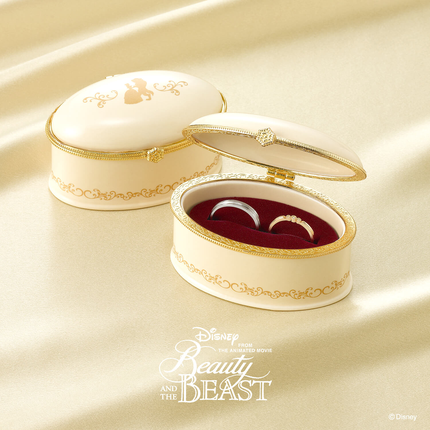 結婚指輪マリッジリングMarriageringのDisneyBeautyANDTHEBEASTディズニービューティーアンドザビーストの美女と野獣のブライダルコレクションのBe Attractedのビー・アトラクテッドのマリッジリング専用ケース