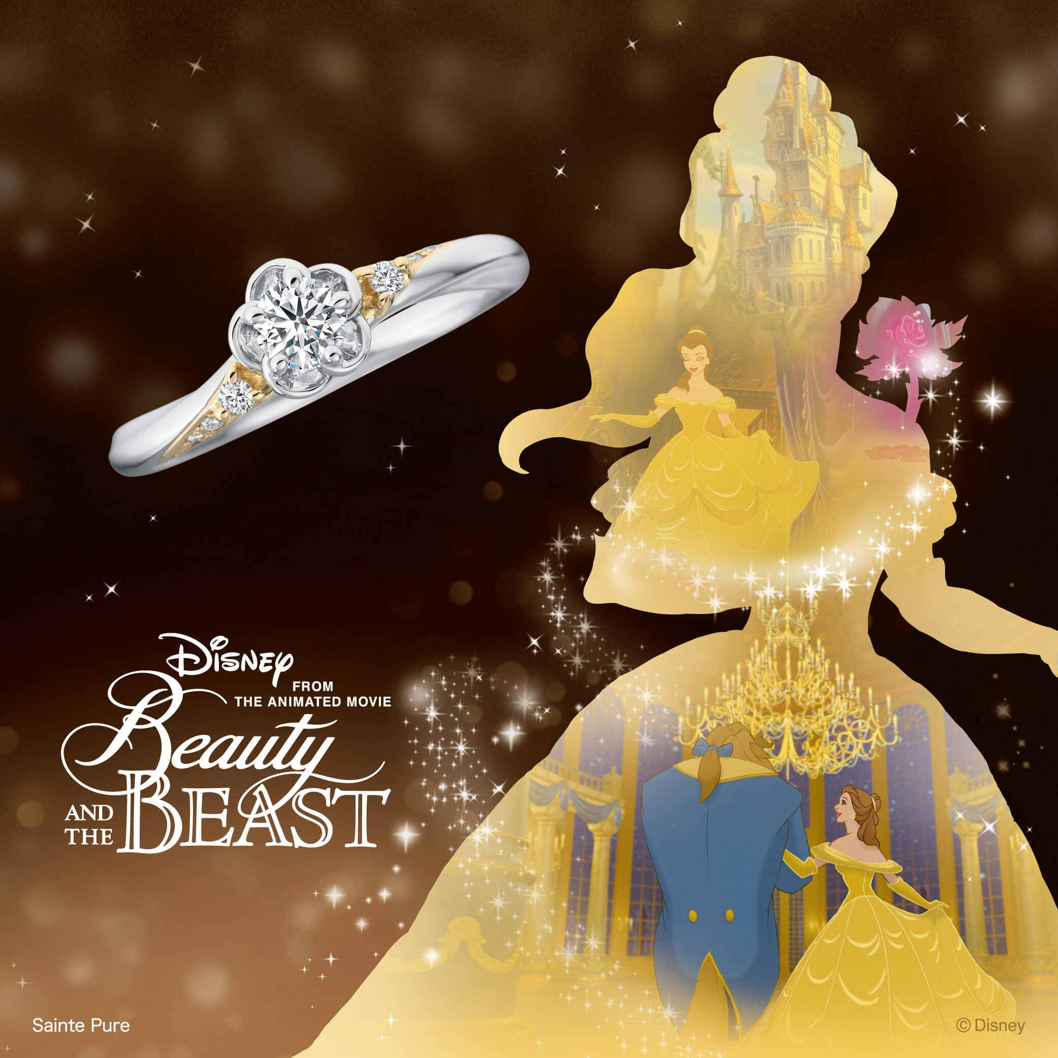 婚約指輪エンゲージリングEngagementringのDisneyBeautyANDTHEBEASTディズニービューティーアンドザビーストの美女と野獣のブライダルコレクションのBe Attractedのビー・アトラクテッド
