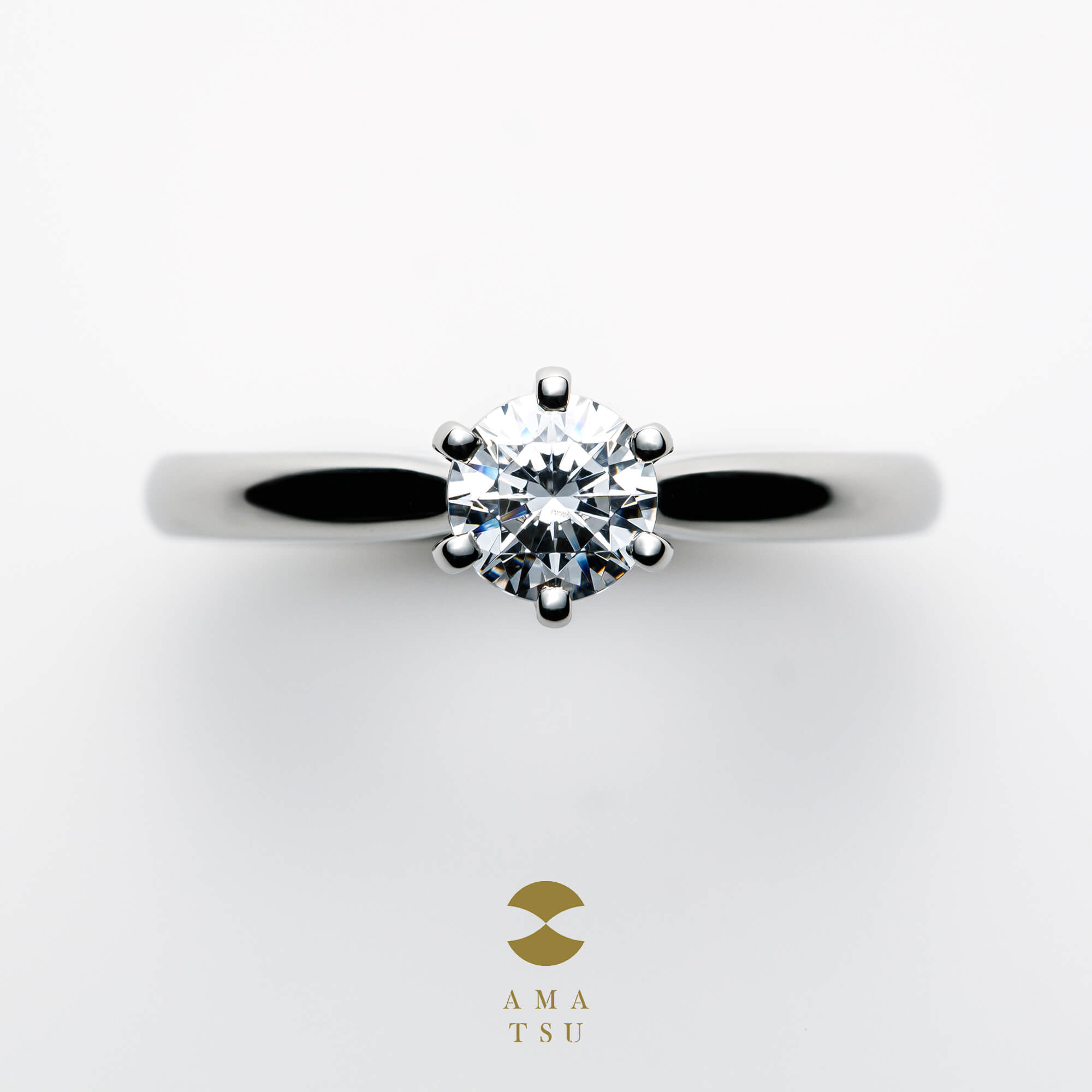 AMATSUアマツの婚約指輪エンゲージリングEngagementringのAMT–E–3/50の柏hakuハク