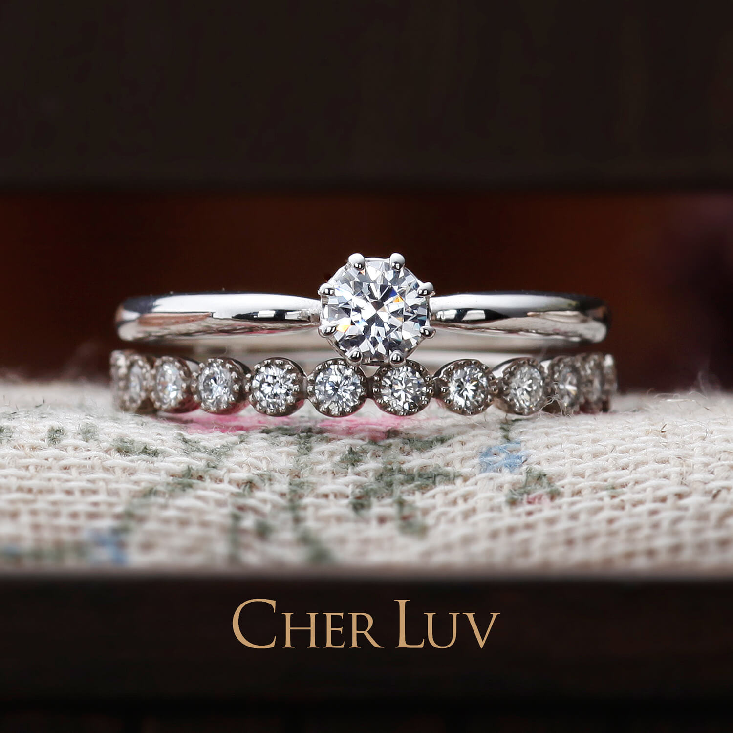CHERLUVシェールラヴの婚約指輪DAISYデージーと結婚指輪MUGUETミュゲ