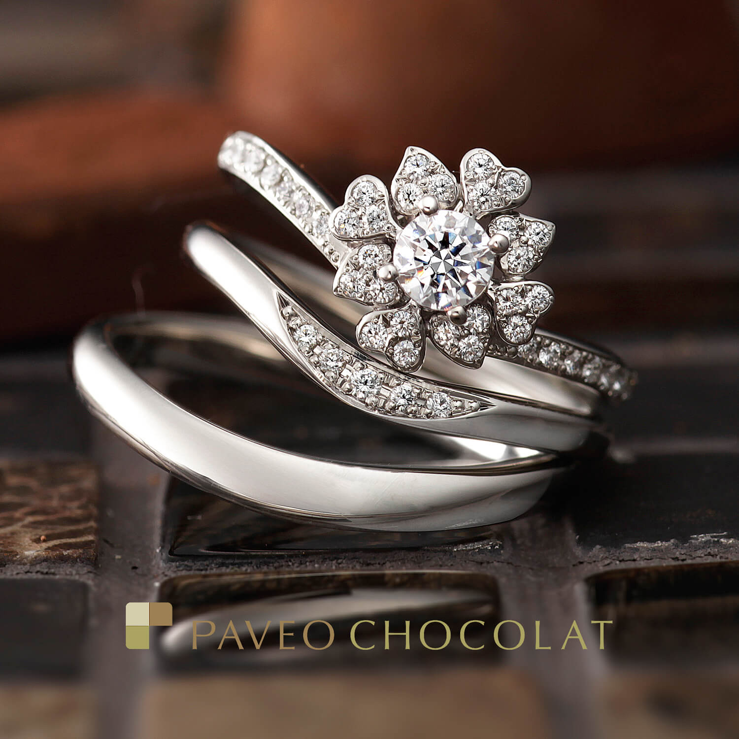 PAVEOCHOCOLATパヴェオショコラの婚約指輪と結婚指輪FLEURAGEフルラージュ