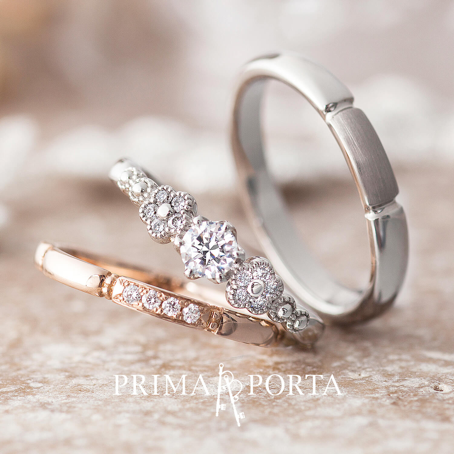 PRIMAPORTAプリマポルタの婚約指輪と結婚指輪Plieプリエ