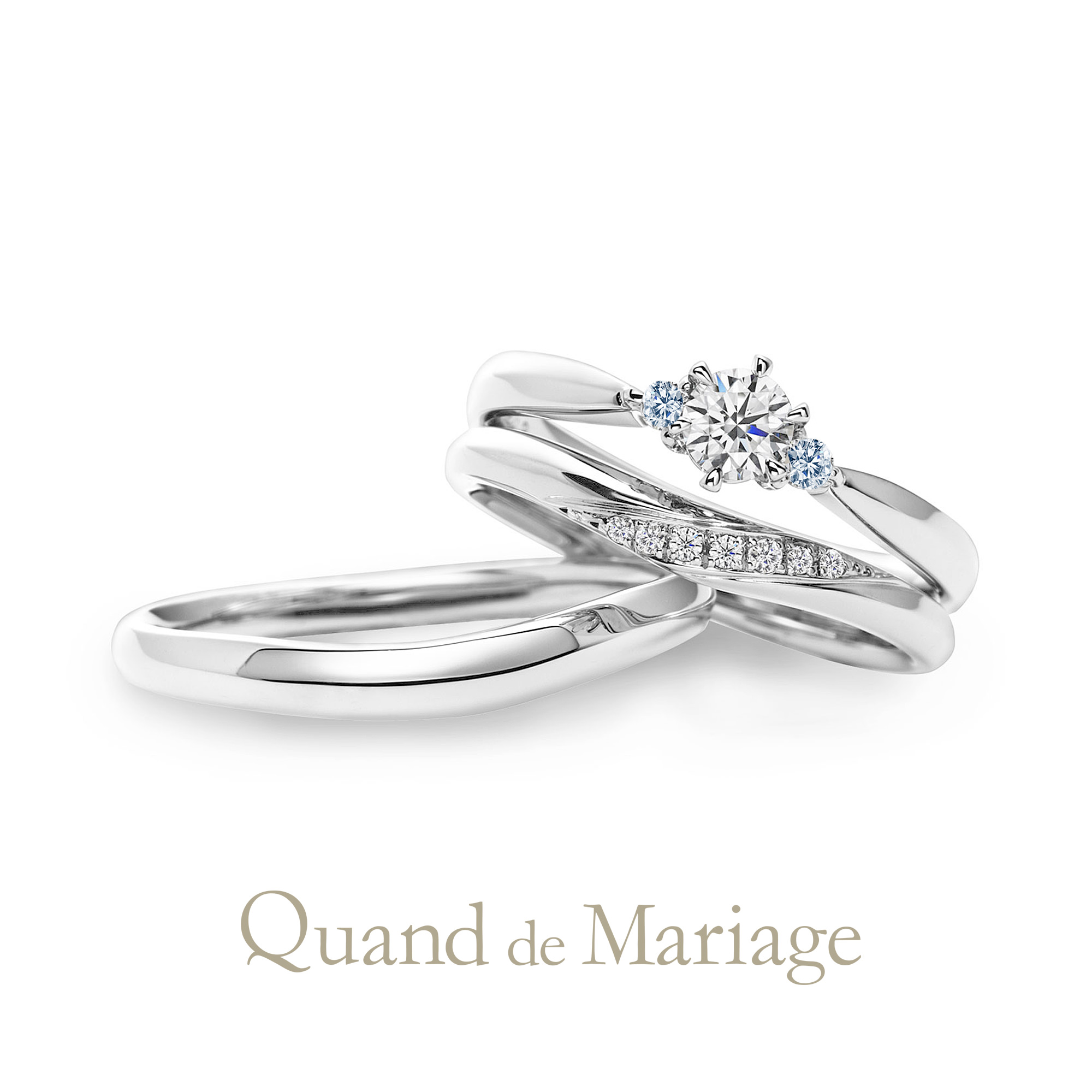Quand de Mariageクワンドゥマリアージュの婚約指輪でエンゲージリングと結婚指輪でマリッジリングのセットリングRafineラフィネ