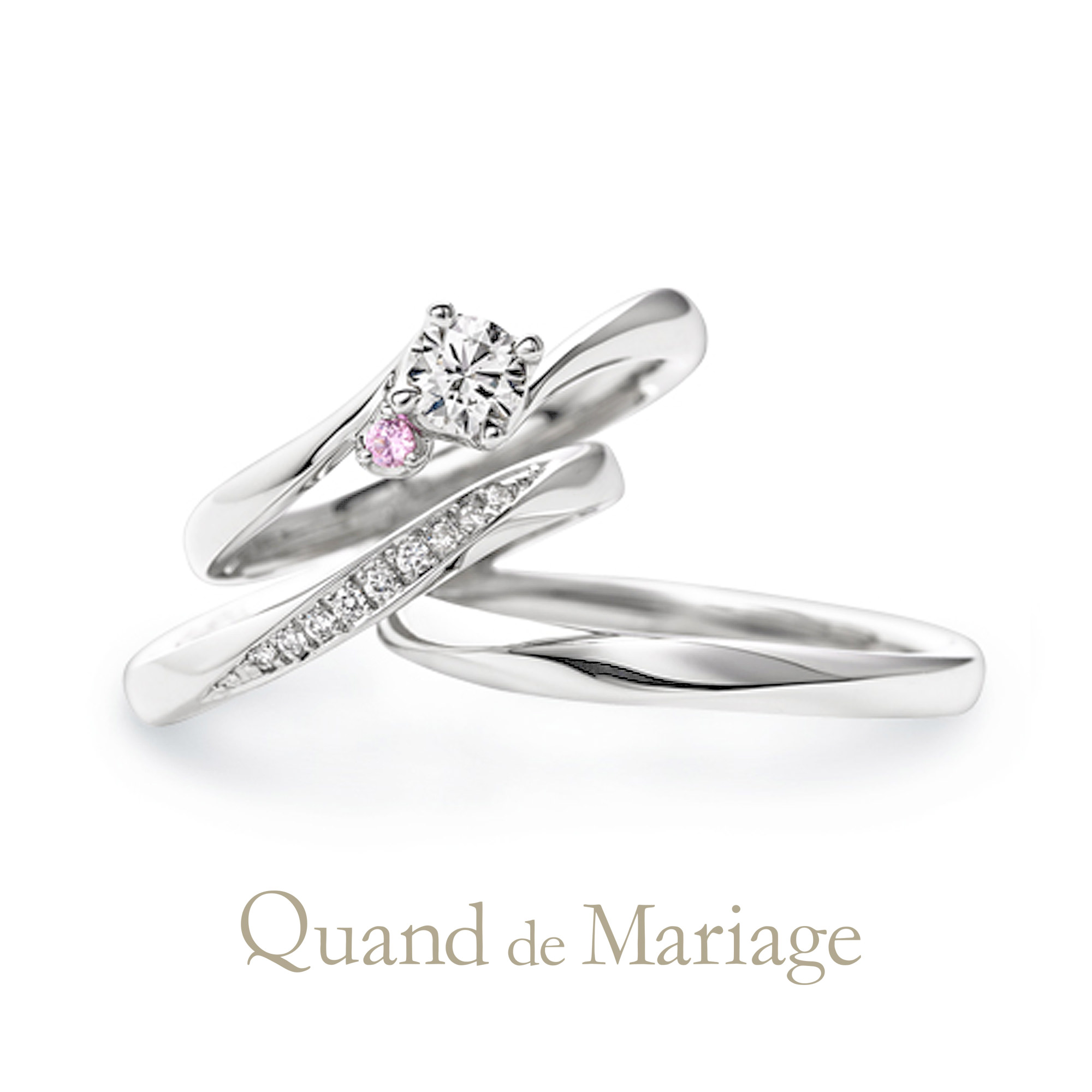 Quand de Mariageクワンドゥマリアージュの婚約指輪でエンゲージリングと結婚指輪でマリッジリングのセットリングDoux briseドゥ ブリーズ