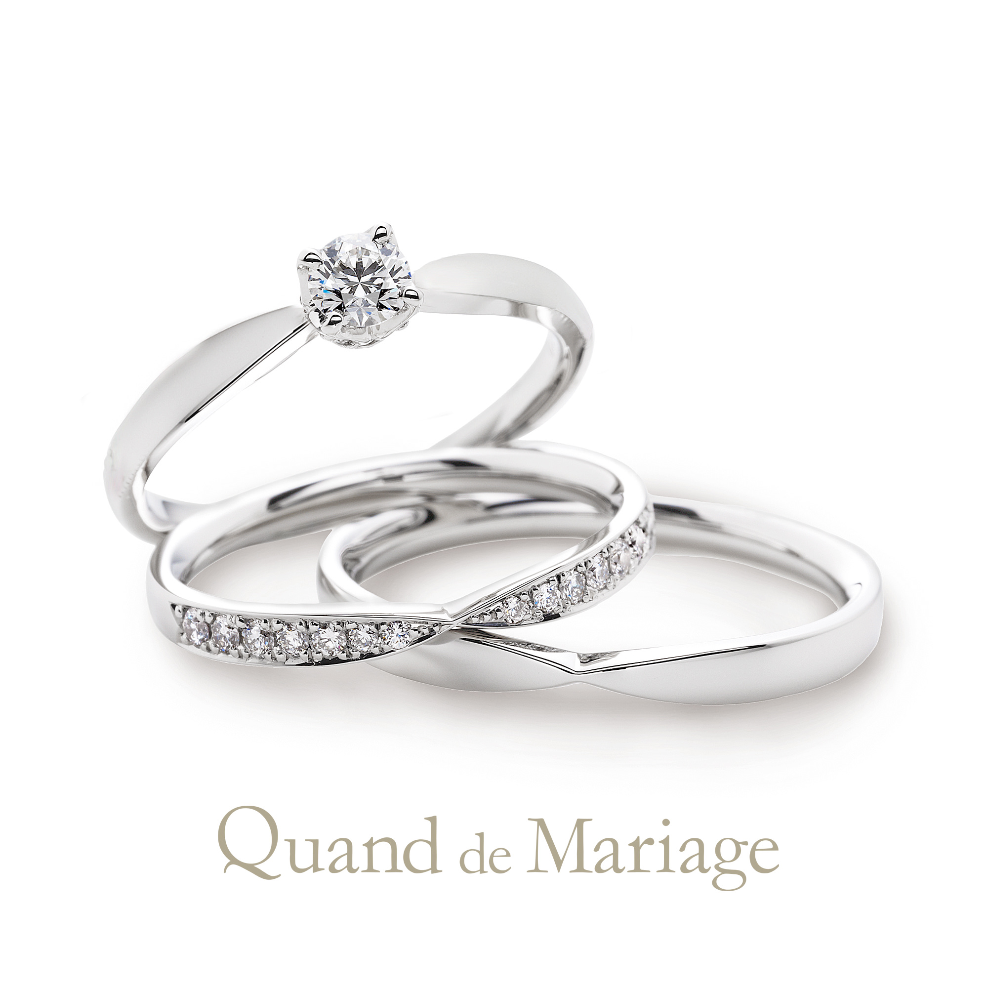 Quand de Mariageクワンドゥマリアージュの婚約指輪でエンゲージリングと結婚指輪でマリッジリングのセットリングLa tacheラ タシェ