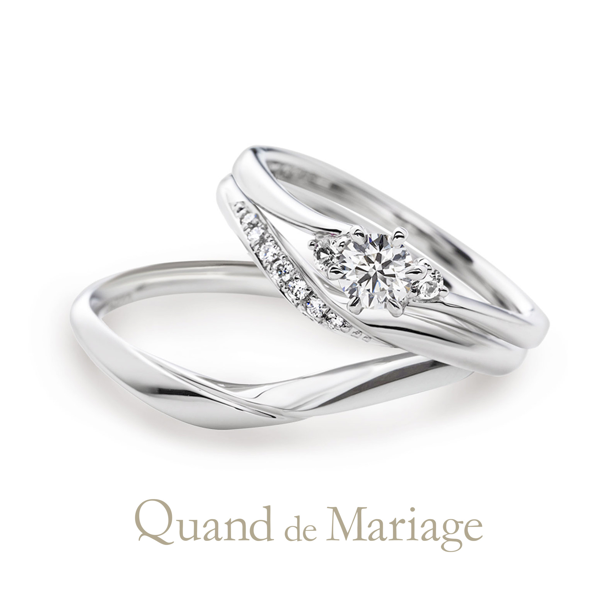 Quand de Mariageクワンドゥマリアージュの婚約指輪でエンゲージリングと結婚指輪でマリッジリングのセットリングSanteサンテ