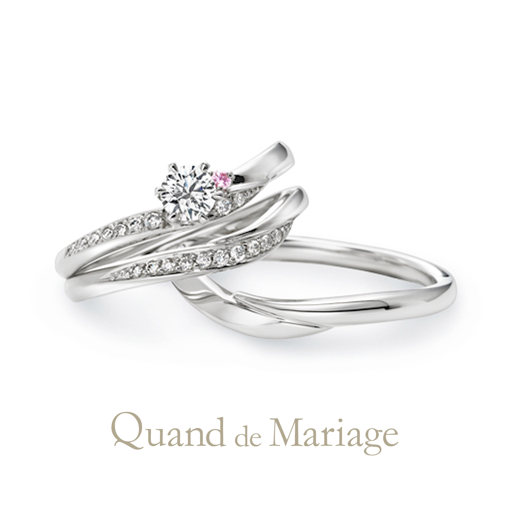 Quand de Mariageクワンドゥマリアージュの婚約指輪でエンゲージリングと結婚指輪でマリッジリングのセットリングAilesエール