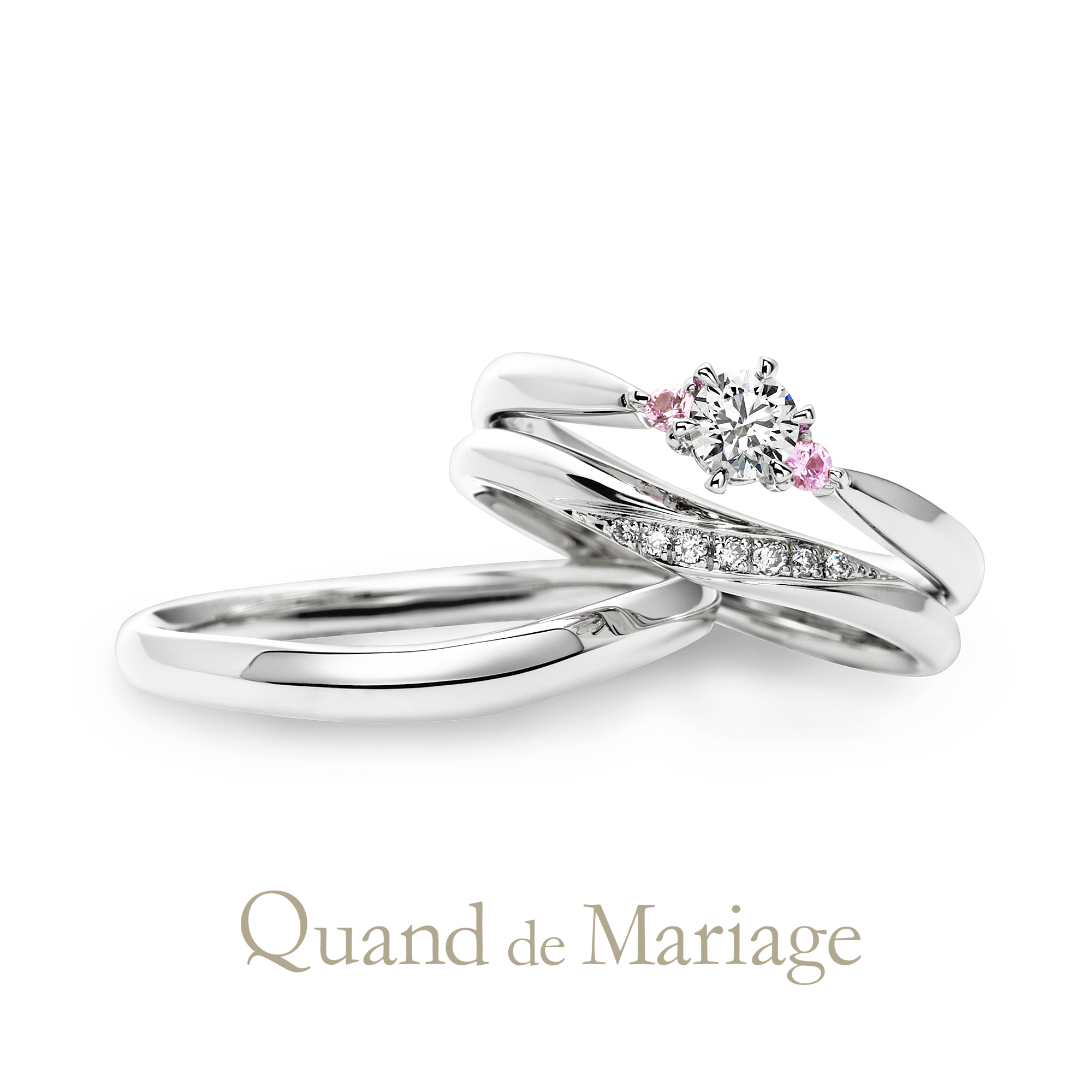 Quand de Mariageクワンドゥマリアージュの婚約指輪でエンゲージリングと結婚指輪でマリッジリングのセットリングRafineラフィネ