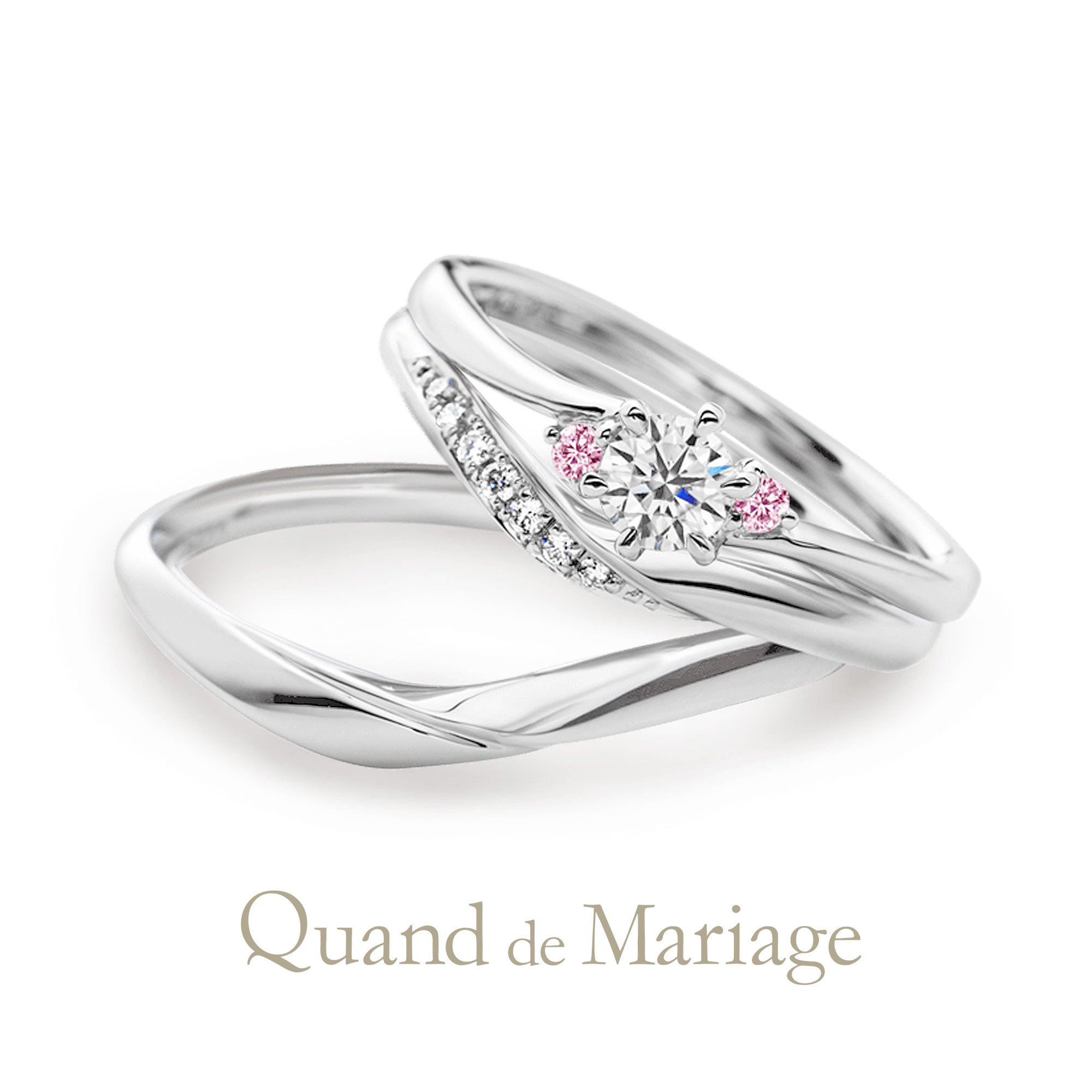 Quand de Mariageクワンドゥマリアージュの婚約指輪でエンゲージリングと結婚指輪でマリッジリングのセットリングSanteサンテ