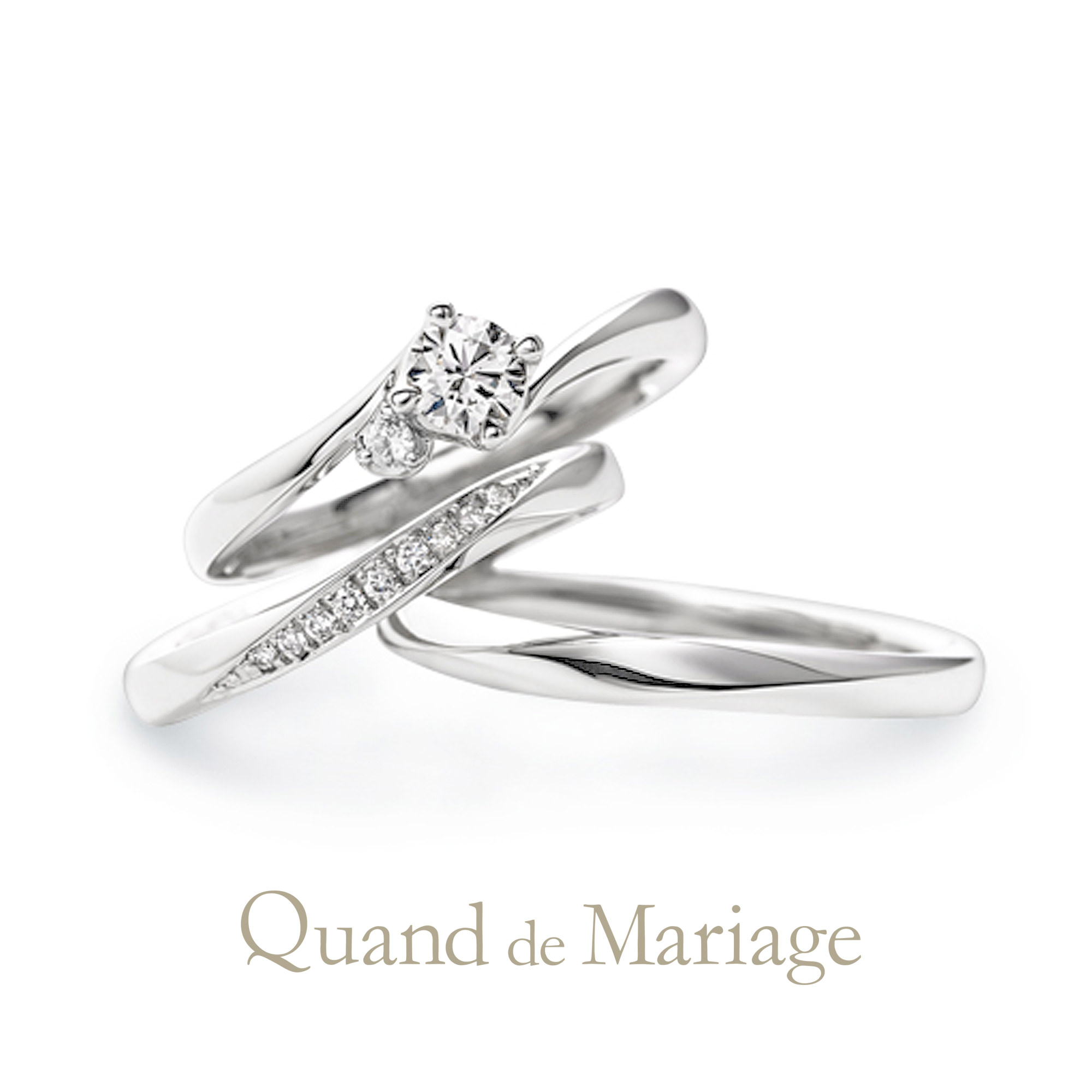 Quand de Mariageクワンドゥマリアージュの婚約指輪でエンゲージリングと結婚指輪でマリッジリングのセットリングDoux briseドゥ ブリーズ