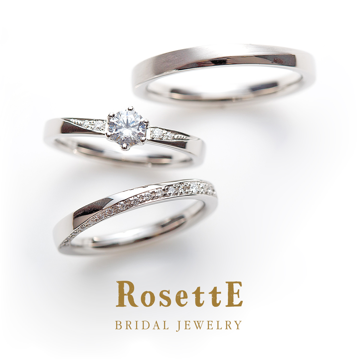 RosettEロゼットの婚約指輪と結婚指輪で重ねづけセットリングのLAKE湖