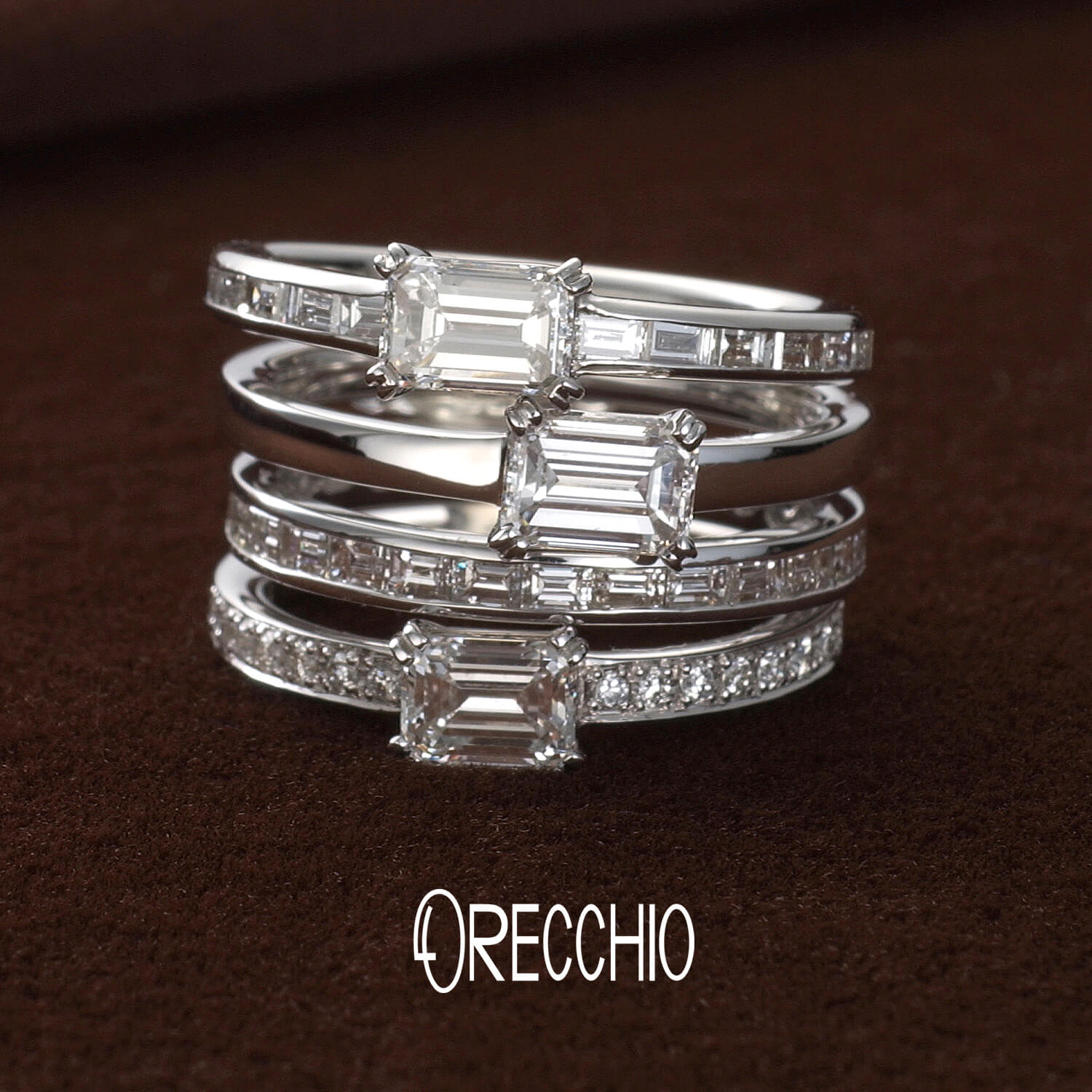 ORECCHIOオレッキオの婚約指輪amanアマンAE-1303とAE-1302とsienaシエナSE-1101と結婚指輪EternityringエタニティリングST-3104F