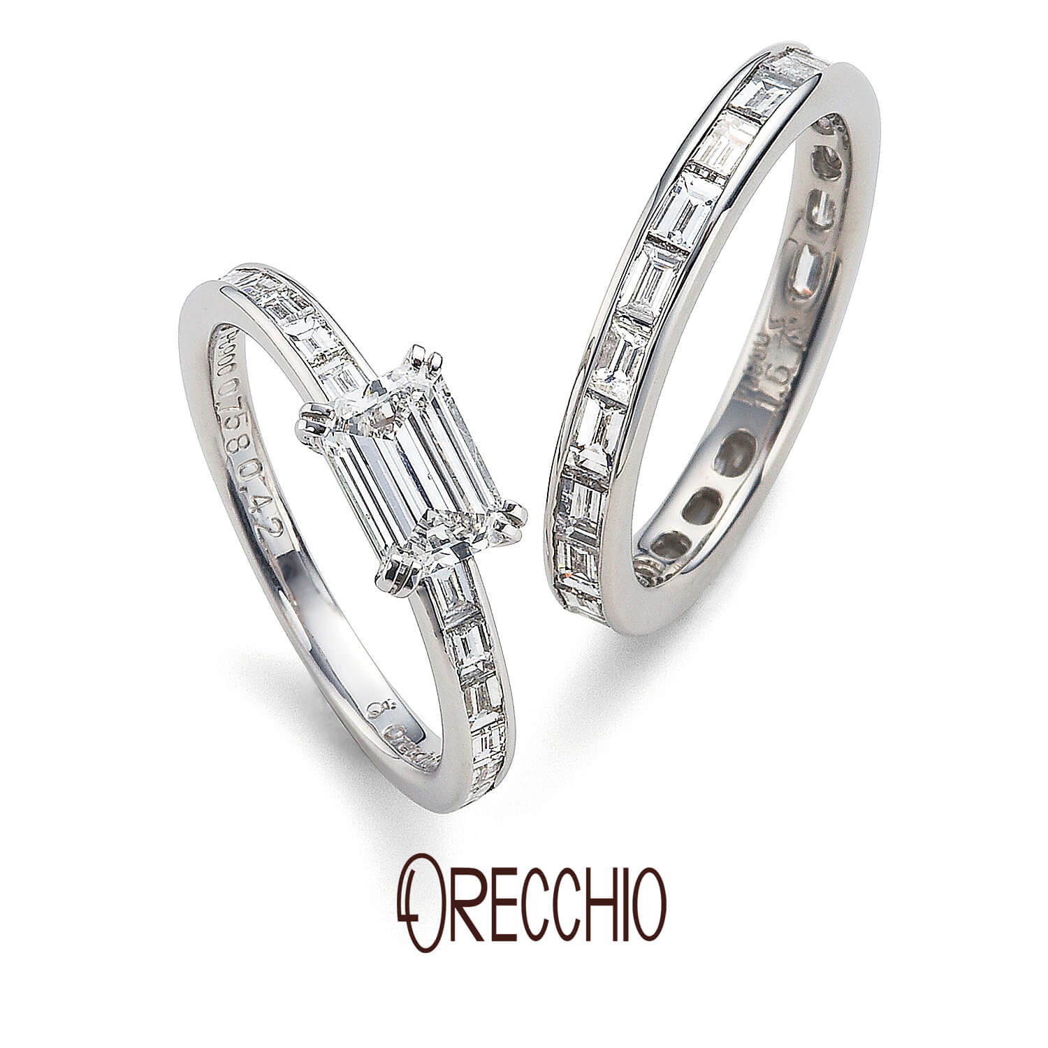 ORECCHIOオレッキオの婚約指輪amanアマンAE-1303と結婚指輪EternityringエタニティリングMT-3001F