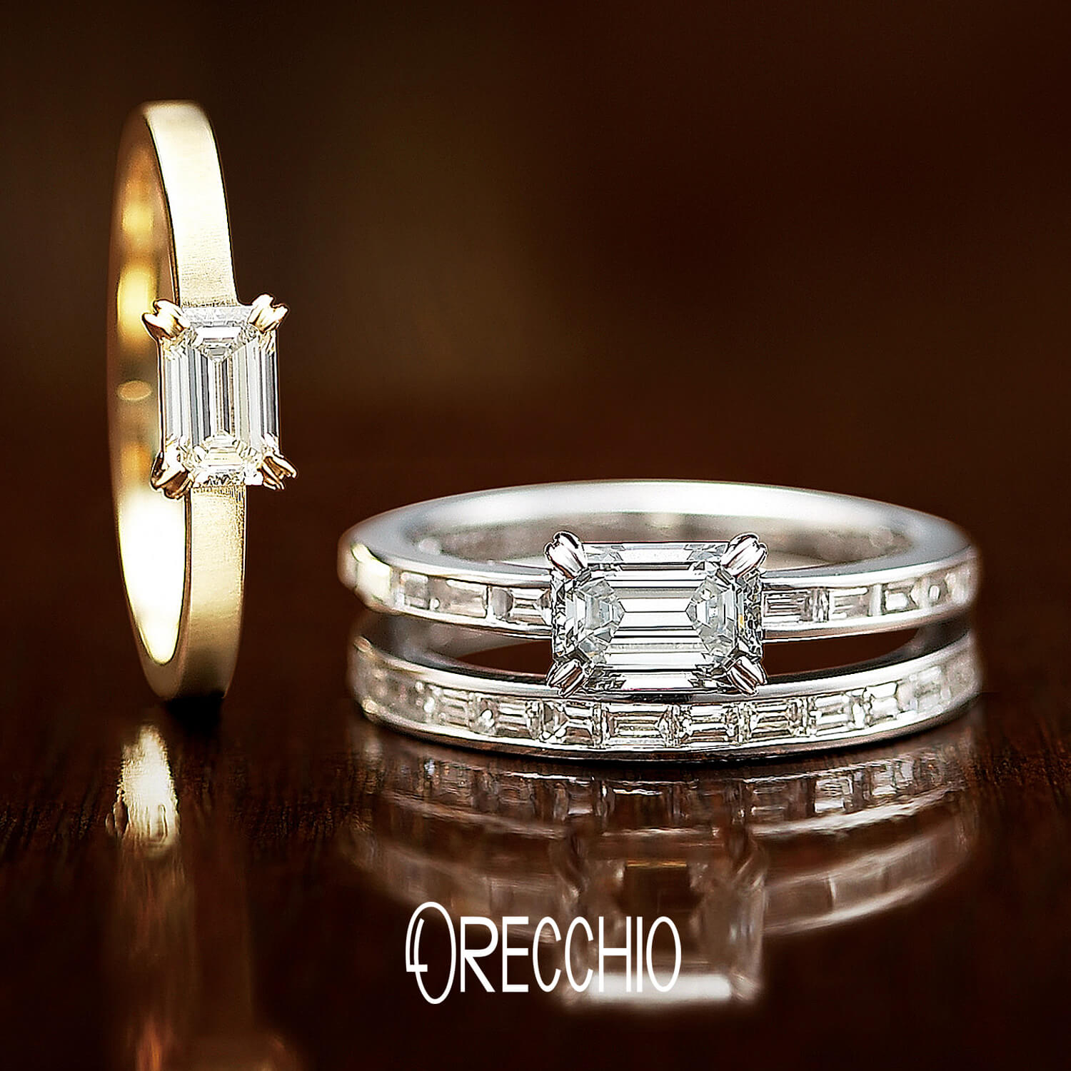ORECCHIOオレッキオの婚約指輪amanアマンAE-1303AE-1302と結婚指輪EternityringエタニティリングFT-3203H