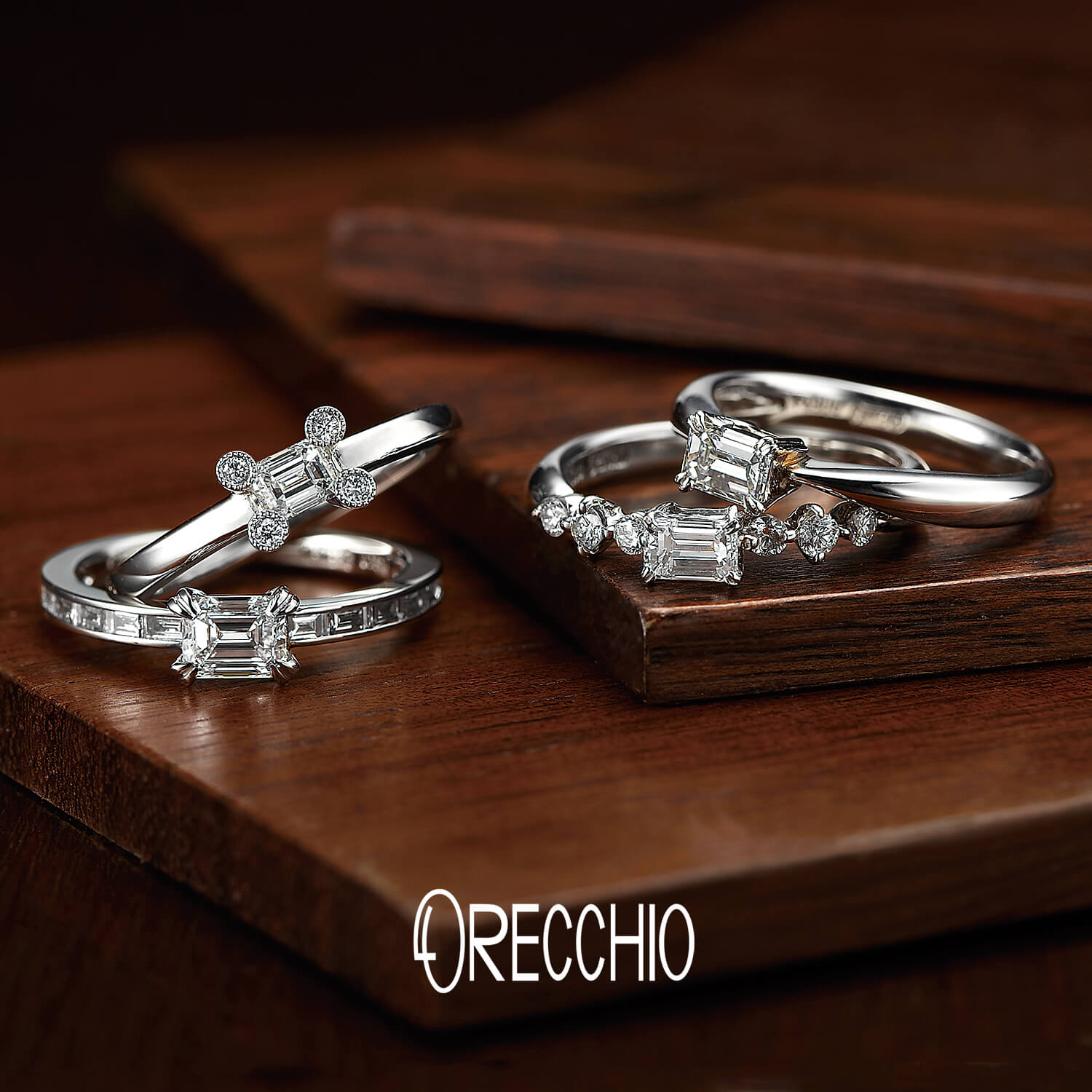 ORECCHIOオレッキオの婚約指輪amanアマンAE-1303とpipiピピPE-1404とPE-1403とPE-1405