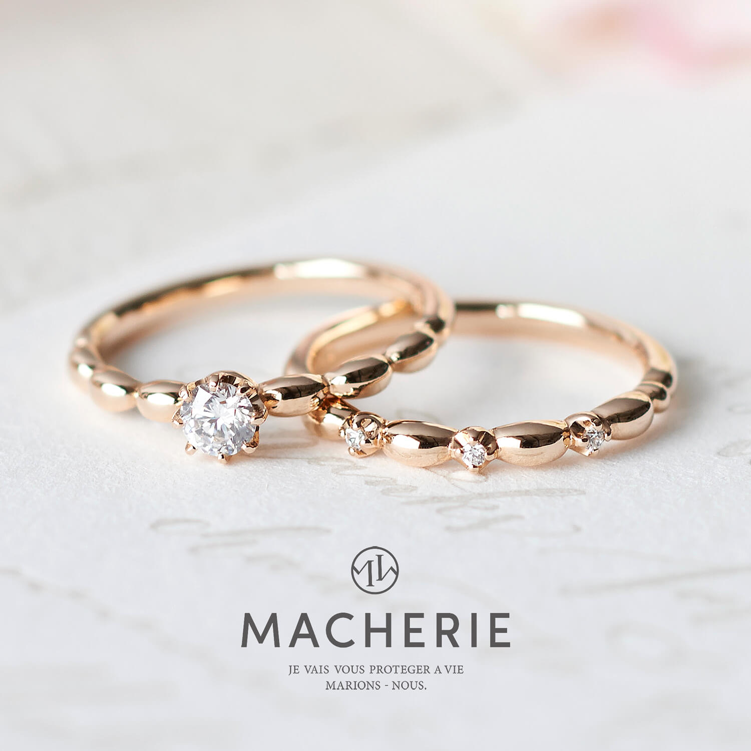 MACHERIEマシェリの婚約指輪と結婚指輪fleurageフルラージュ