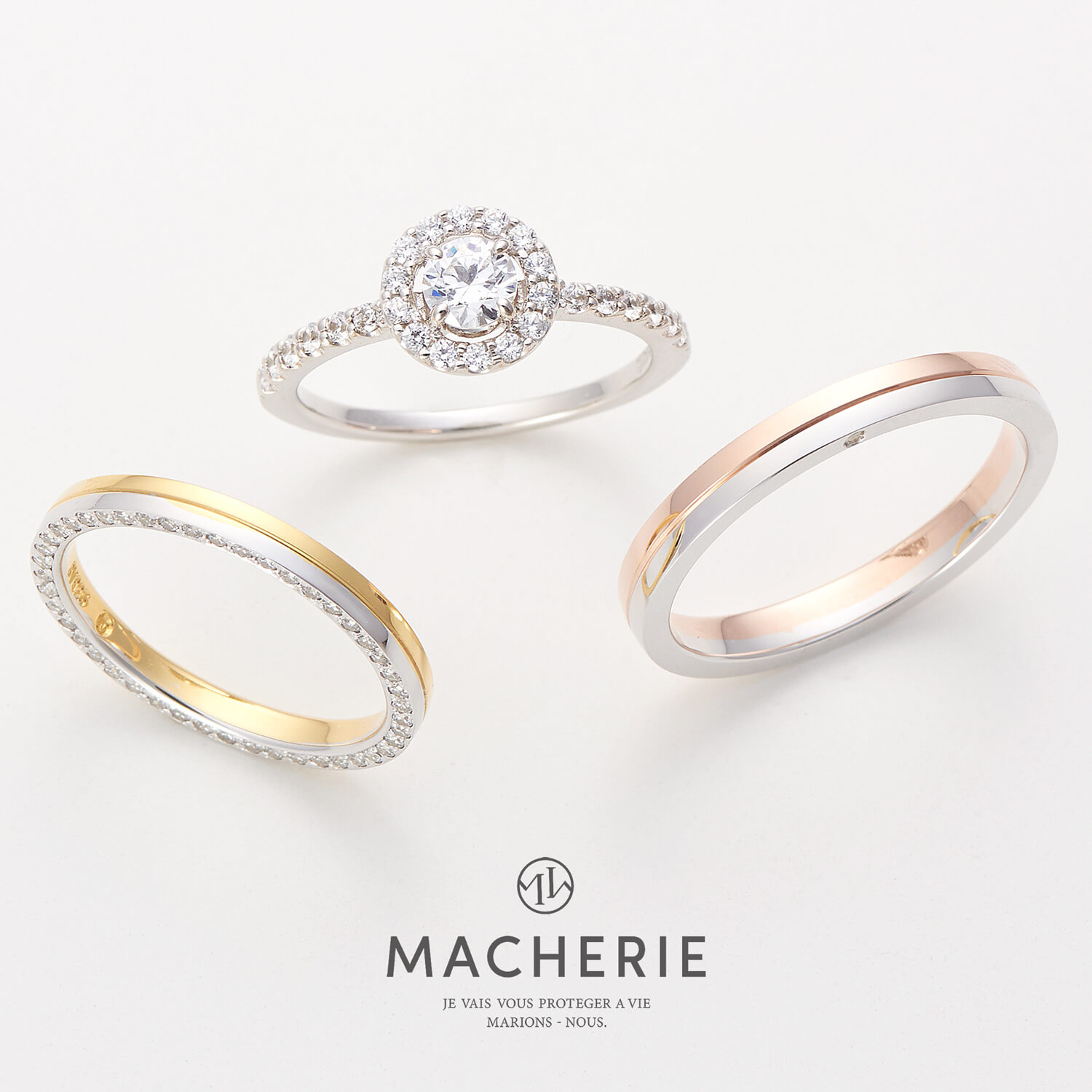 MACHERIEマシェリの婚約指輪joieジョワと結婚指輪vitaヴィータ