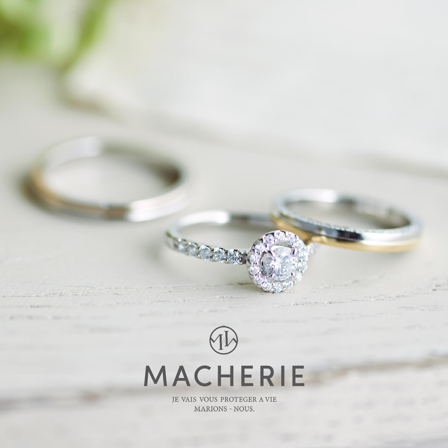 MACHERIEマシェリの婚約指輪joieジョワと結婚指輪vitaヴィータ