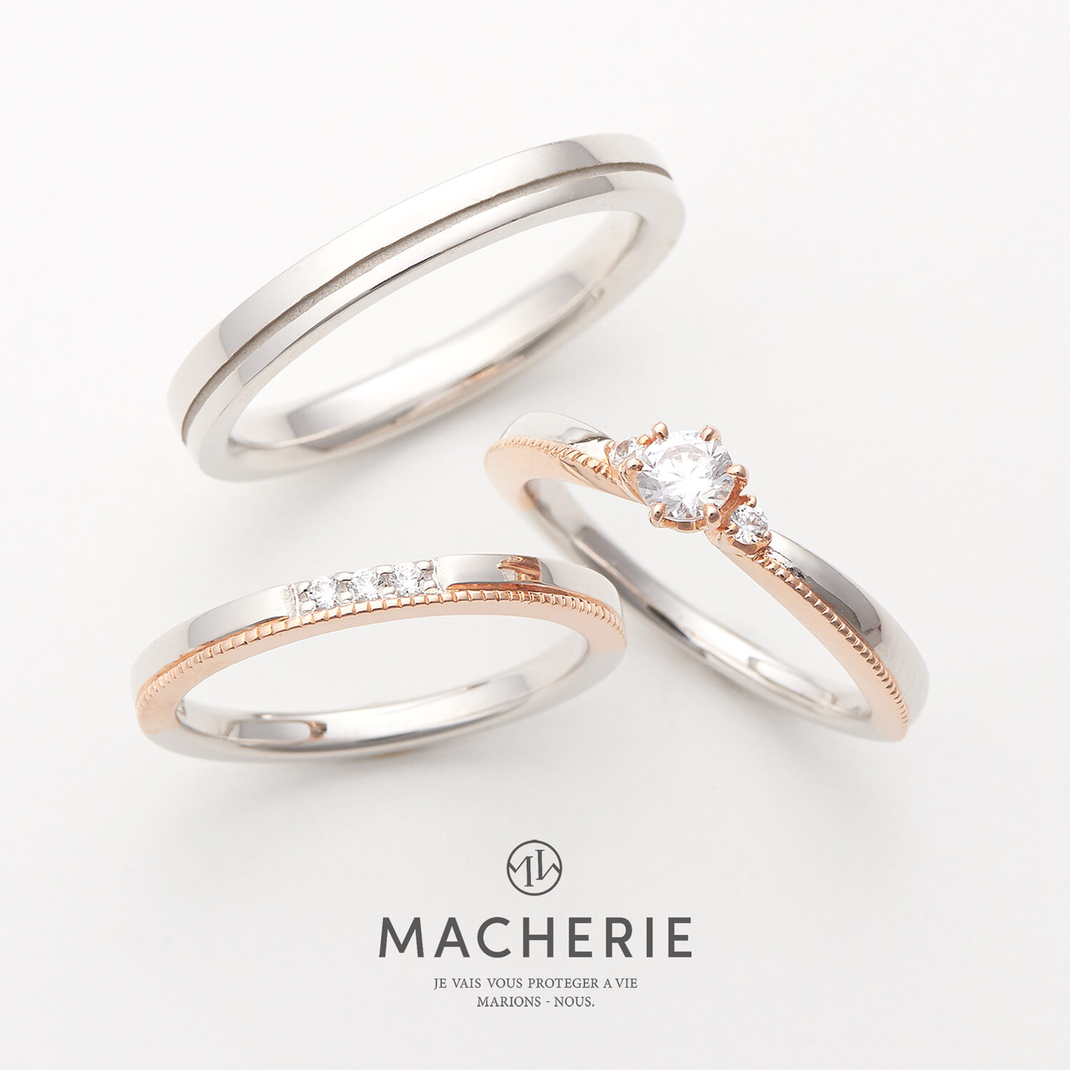 MACHERIEマシェリの婚約指輪と結婚指輪portebonheurポルトボヌール