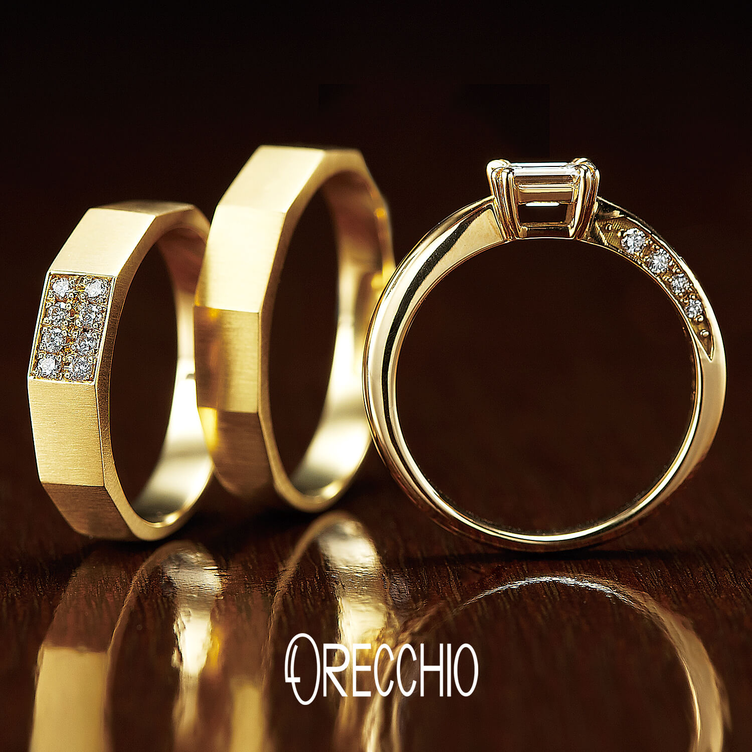ORECCHIOオレッキオの婚約指輪pipiピピPE-1407と結婚指輪safariサファリFM-2206とFM-2205
