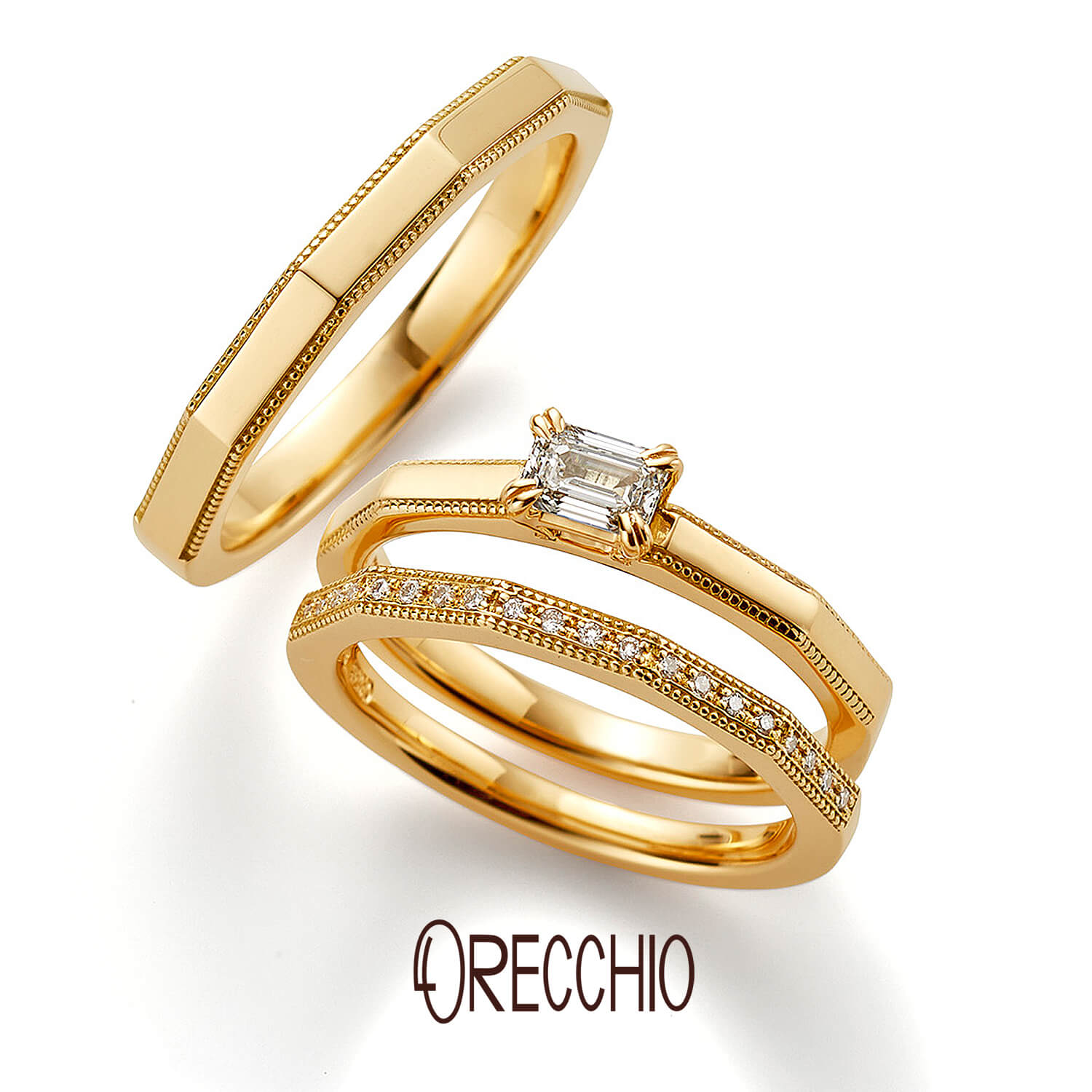 ORECCHIOオレッキオの婚約指輪safariサファリFE-1204と結婚指輪safariサファリFM-2226とFM-2225