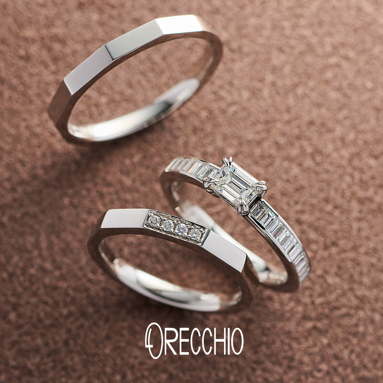 ORECCHIOオレッキオの婚約指輪monacoモナコME-1004と結婚指輪safariサファリFM-2206とFM-2205