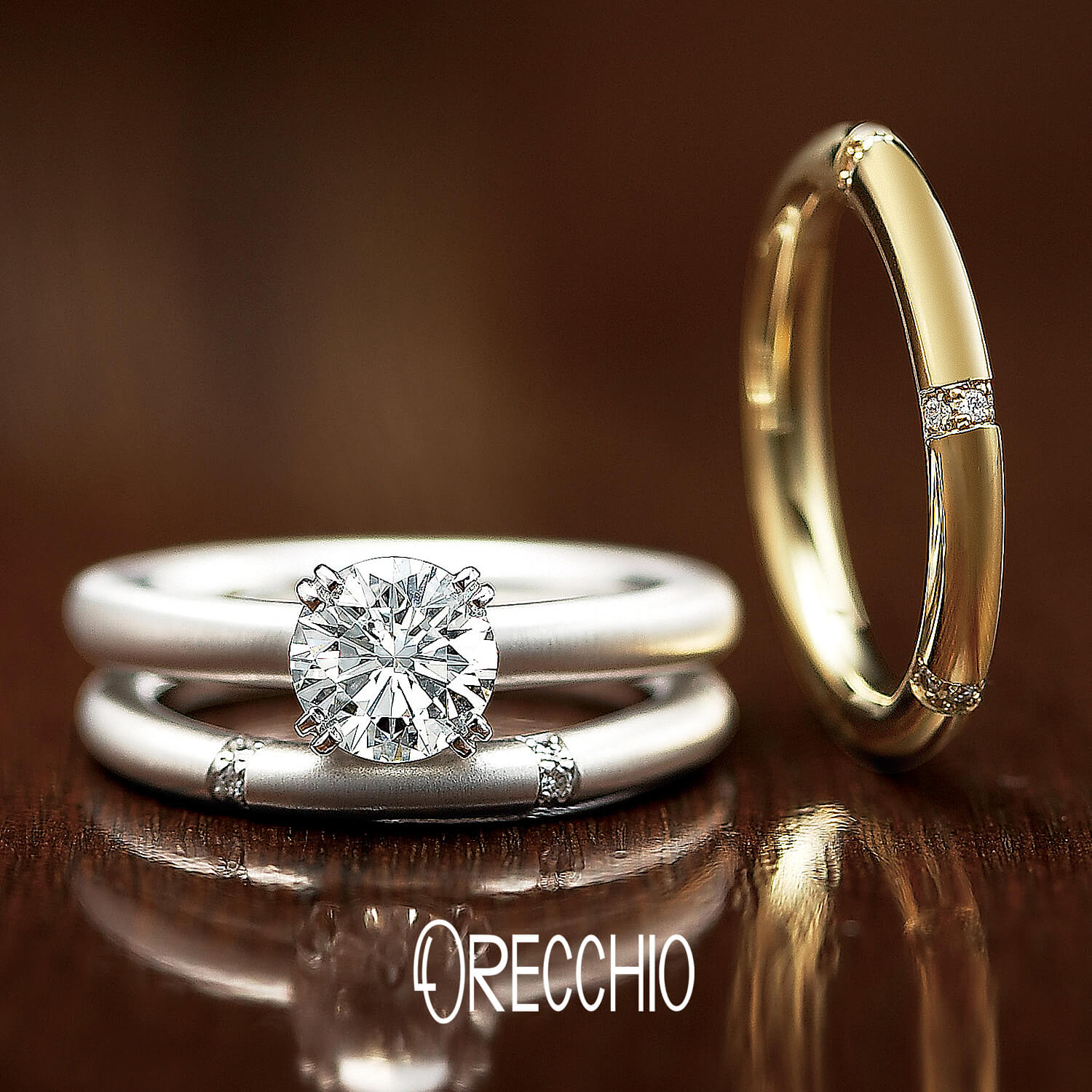 ORECCHIOオレッキオの婚約指輪safariサファリFE-1203と結婚指輪pipiピピPE-2410