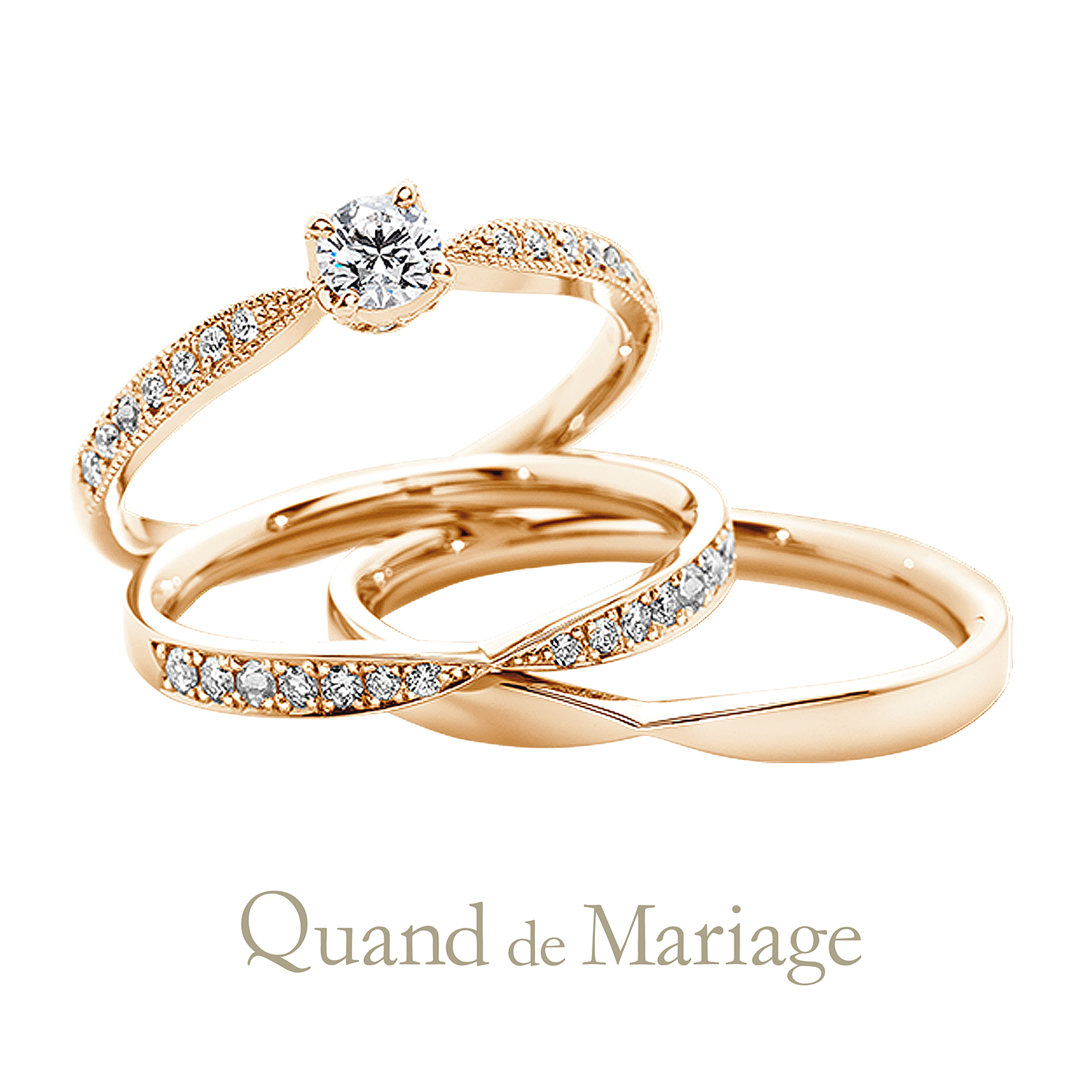 QuanddeMariageのクワンドゥマリアージュの結婚指輪で婚約指輪と結婚指輪のセットリングでSetringのLatacheのラタシェ