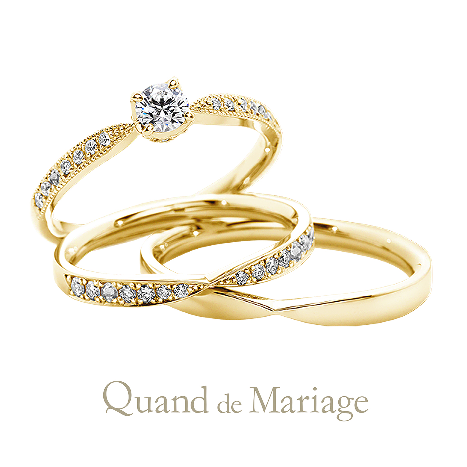 QuanddeMariageのクワンドゥマリアージュの結婚指輪で婚約指輪と結婚指輪のセットリングでSetringのLatacheのラタシェ