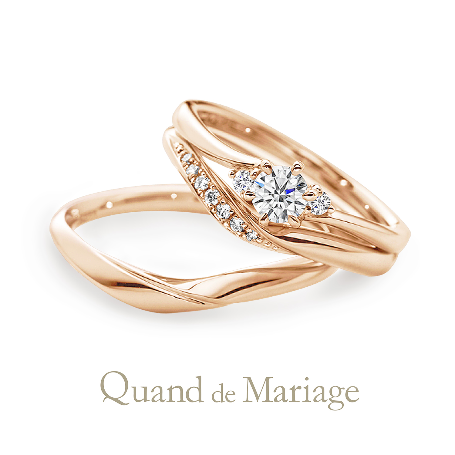 QuanddeMariageのクワンドゥマリアージュの婚約指輪と結婚指輪のセットリングでSetringのSanteのサンテ