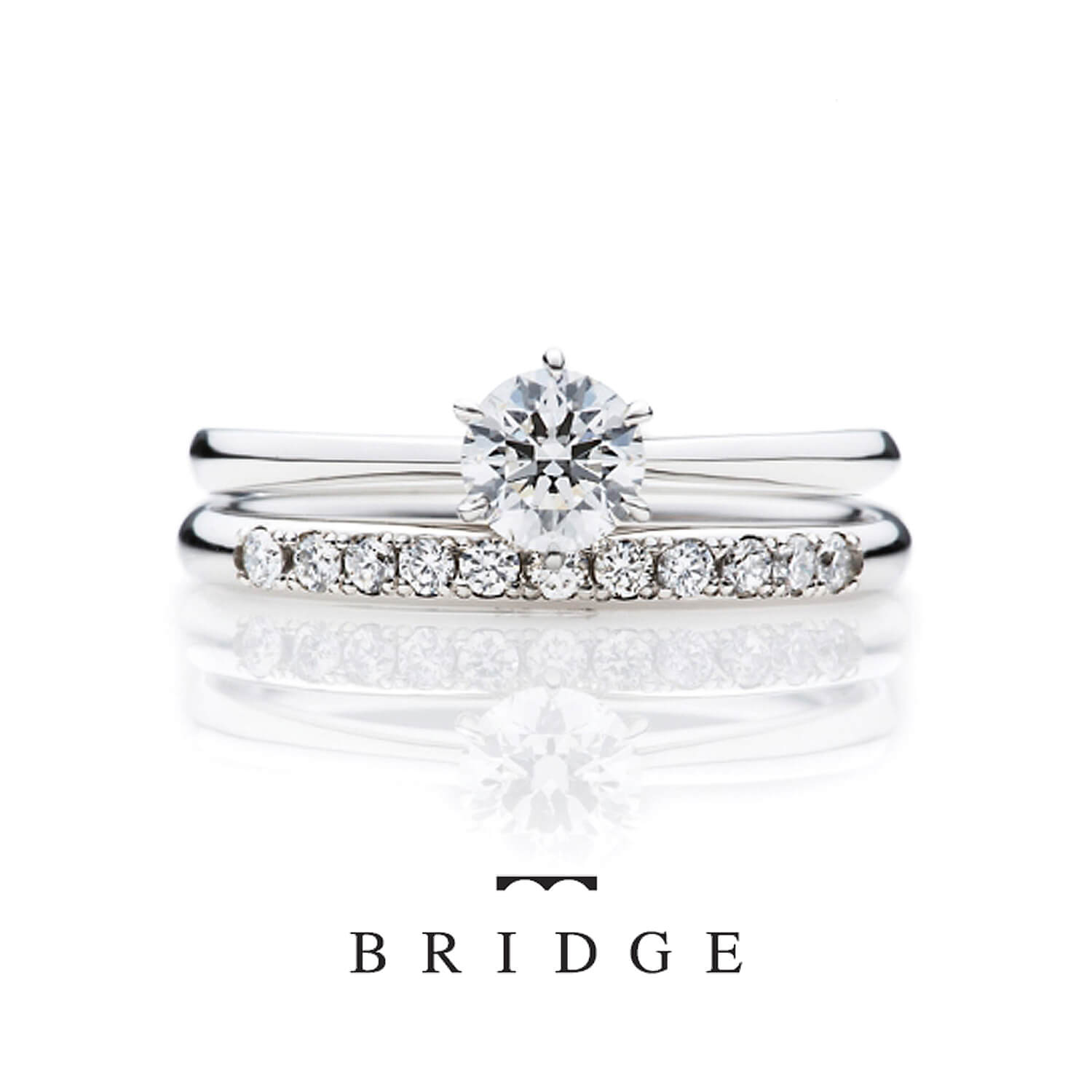 BRIDGEブリッジの婚約指輪Here＆Now一輪の薔薇と結婚指輪MORNINGSUNまろぎ