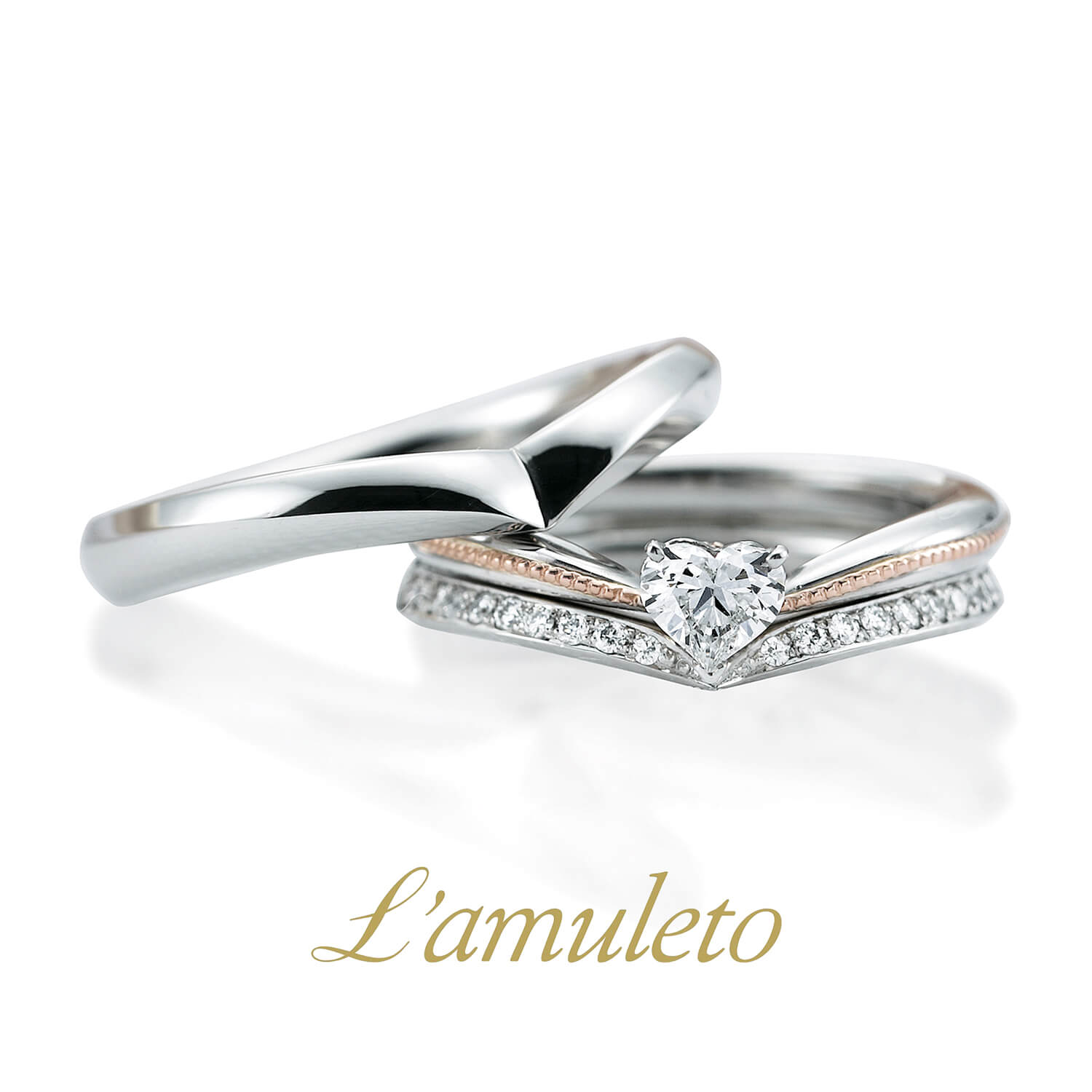 L'amuletoラムレートの婚約指輪と結婚指輪CoronaDiCuoreコロナディクオーレ