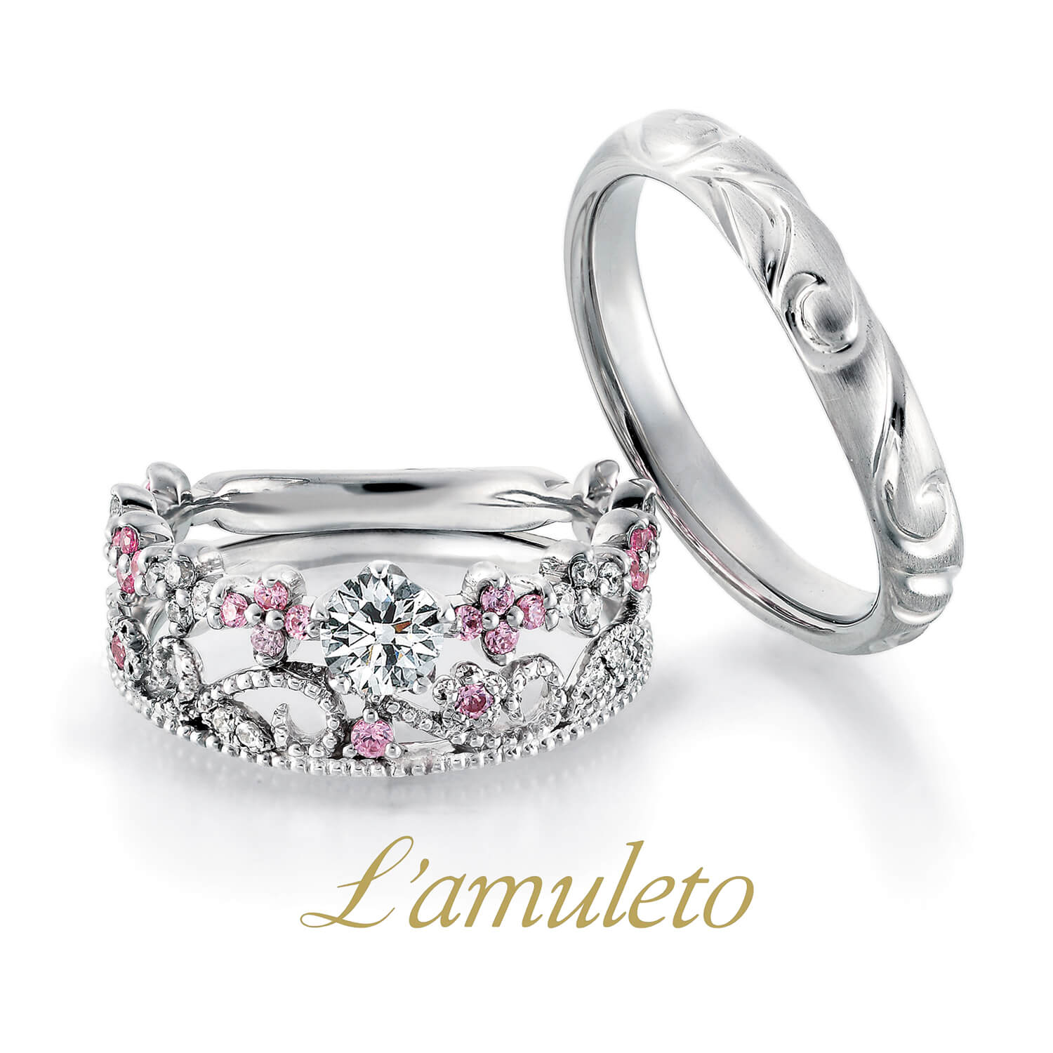 L'amuletoラムレートの婚約指輪と結婚指輪Ghirlandaギルランダ
