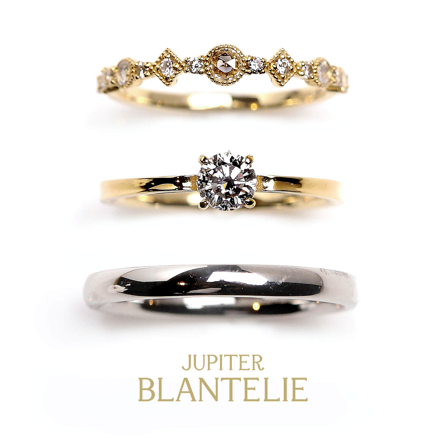 JUPITERBLANTELIEジュピターブラントリエの婚約指輪lien’damourリアンダムールと結婚指輪corolleコロール