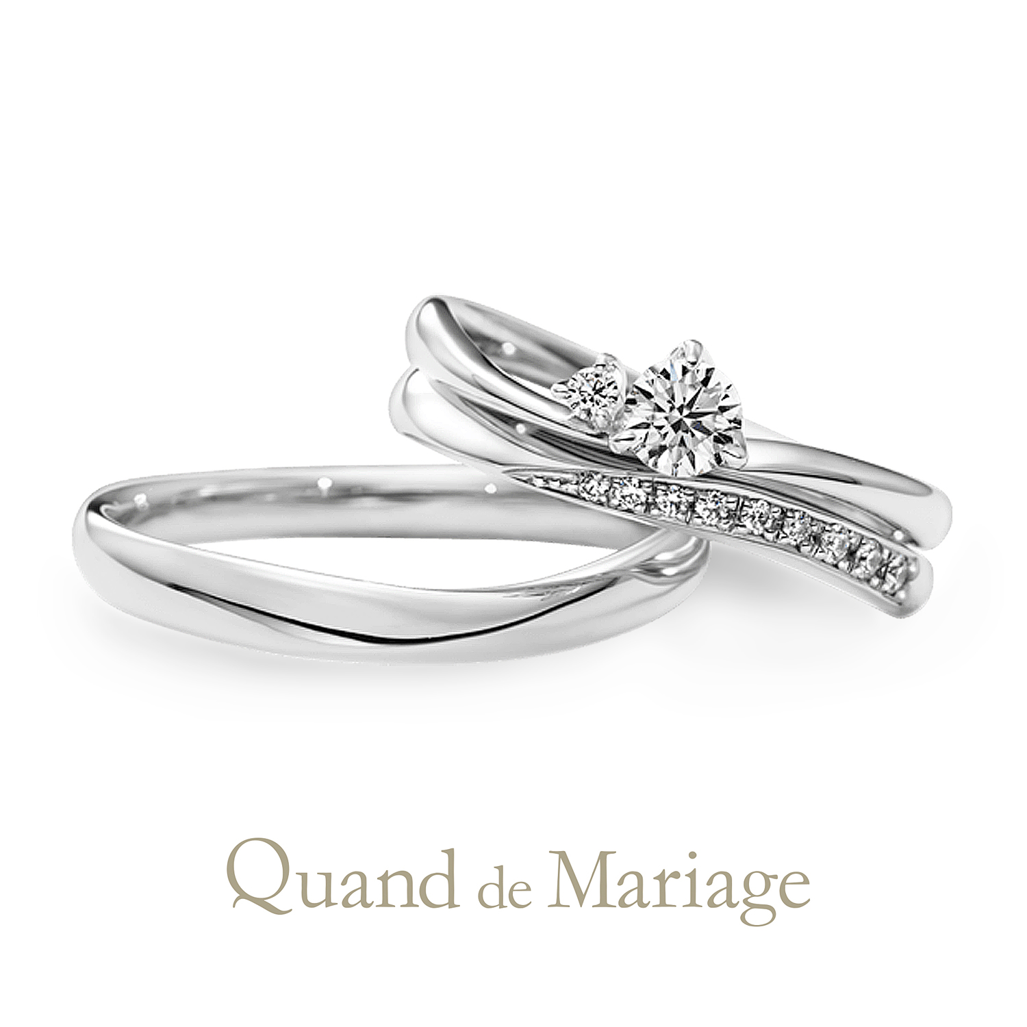 QuanddeMariageのクワンドゥマリアージュの婚約指輪と結婚指輪のセットリングでSetringのBlancのブラン