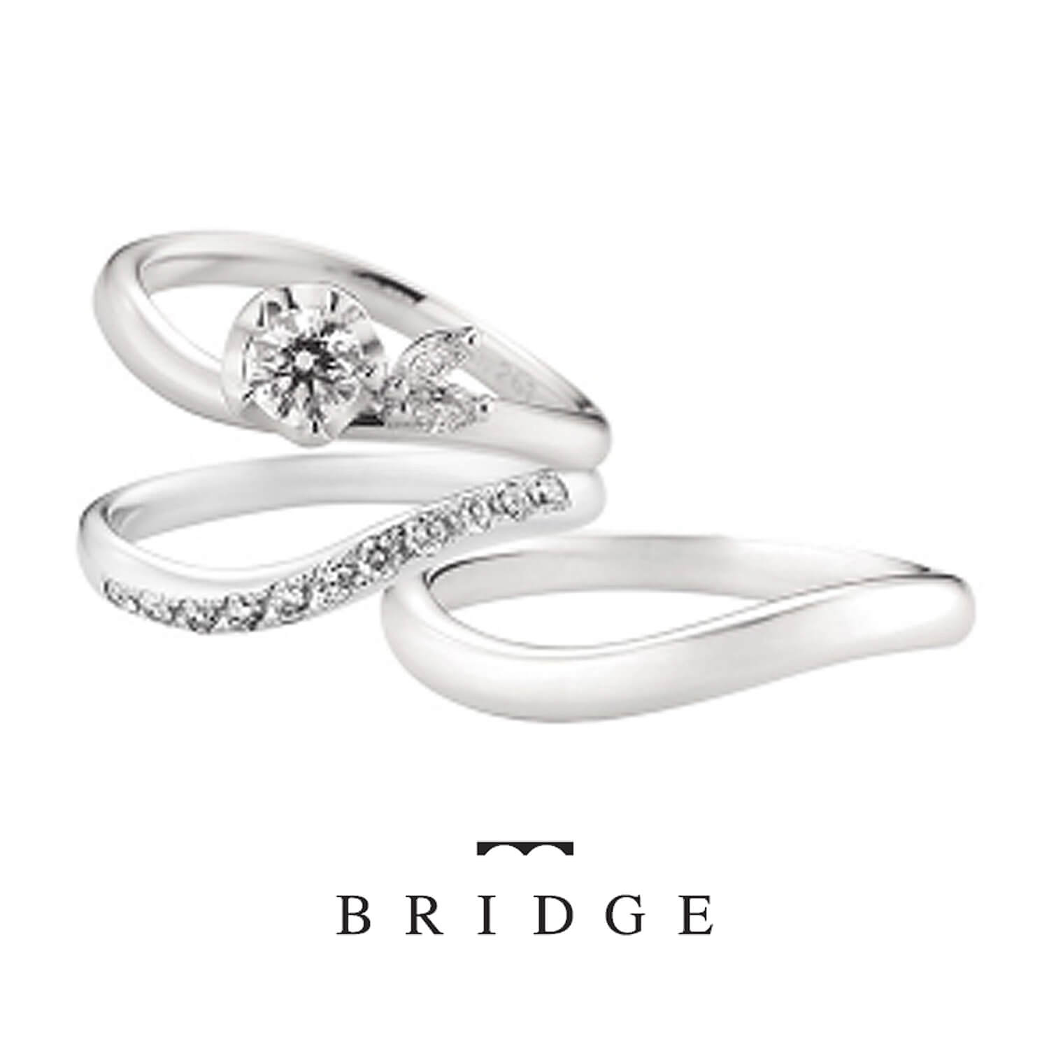 BRIDGEブリッジの婚約指輪WINTERCAMELLIA運命の花と結婚指輪MORNINGWAVEつむぎ