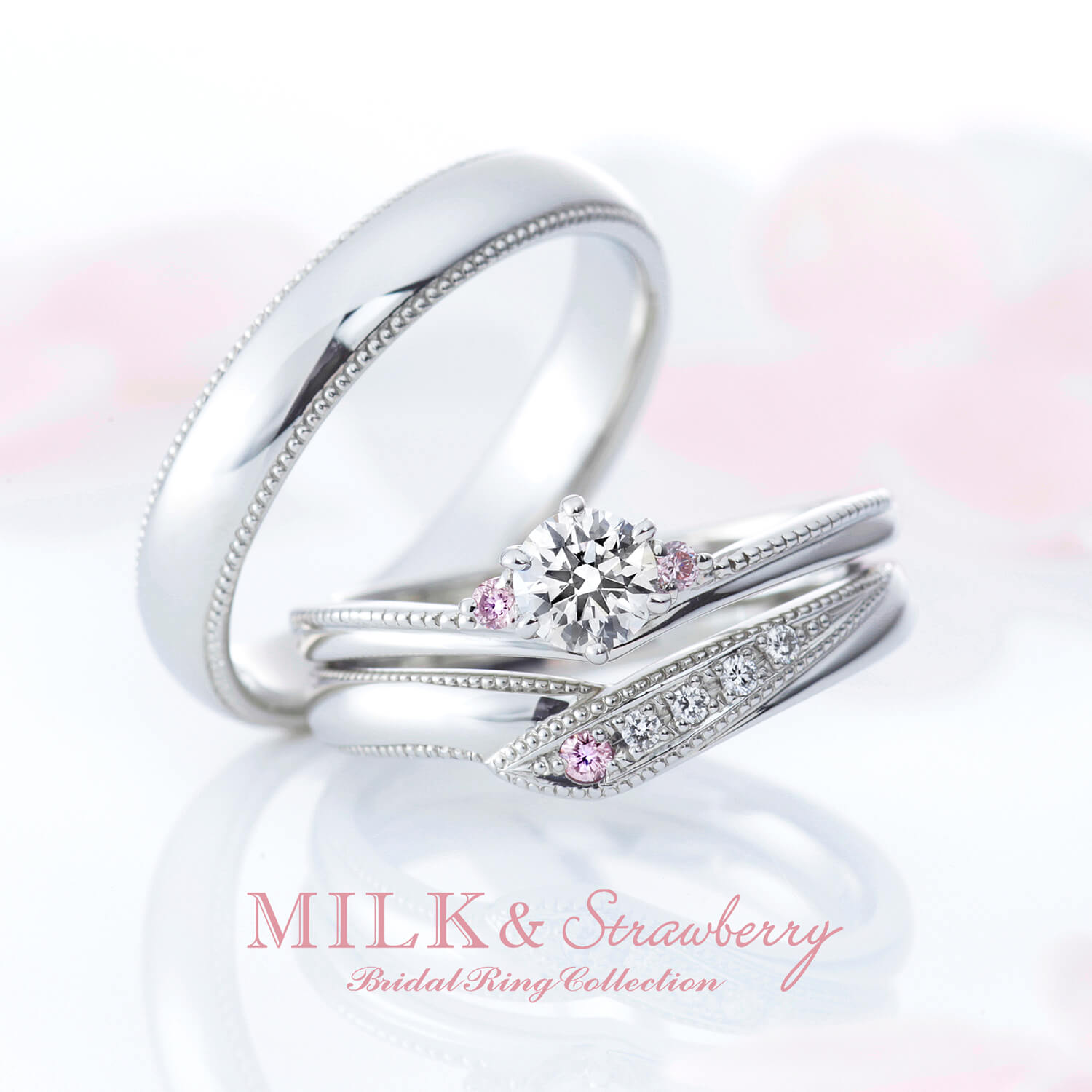 MILK＆Strawberryミルク＆ストロベリーの婚約指輪と結婚指輪LEMURMUREレミュルミューとLIMPIDEランピード