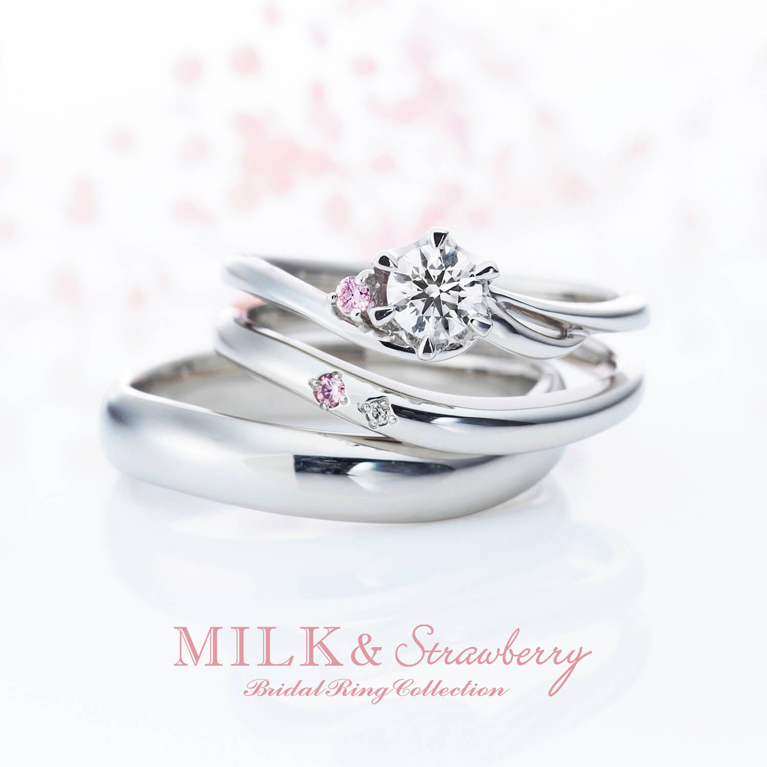 MILK&Strawberryミルク&ストロベリーの婚約指輪と結婚指輪WINDウィンドとROUGEルージュ