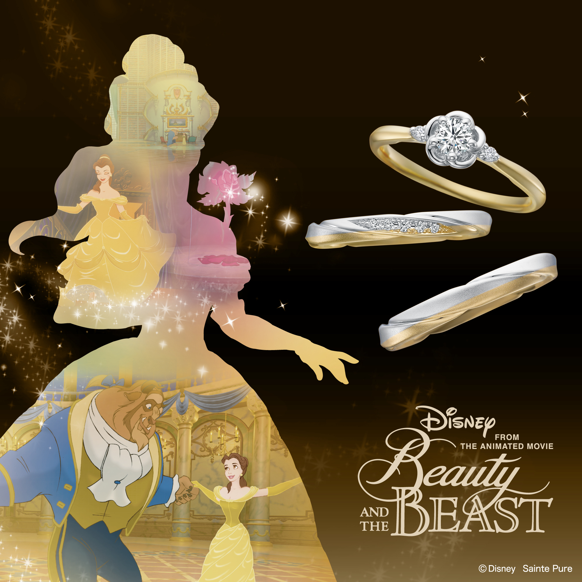 Disney美女と野獣 結婚指輪・結婚指輪 Last Rose ラスト・ローズ 真実の愛が咲くとき