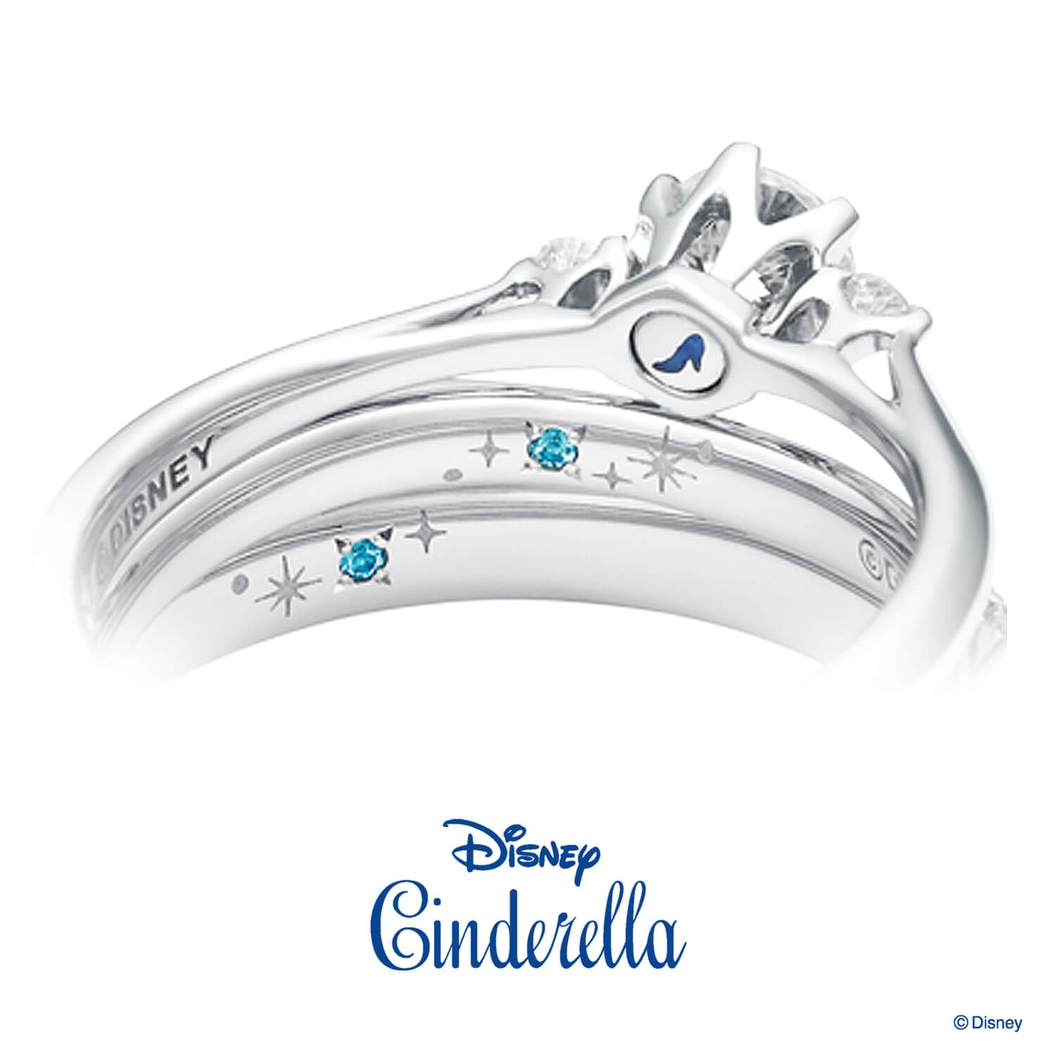 Disneyシンデレラディズニーシンデレラの結婚指輪You'remyPrincessユーアーマイプリンセスのブルートパーズと刻印と七宝