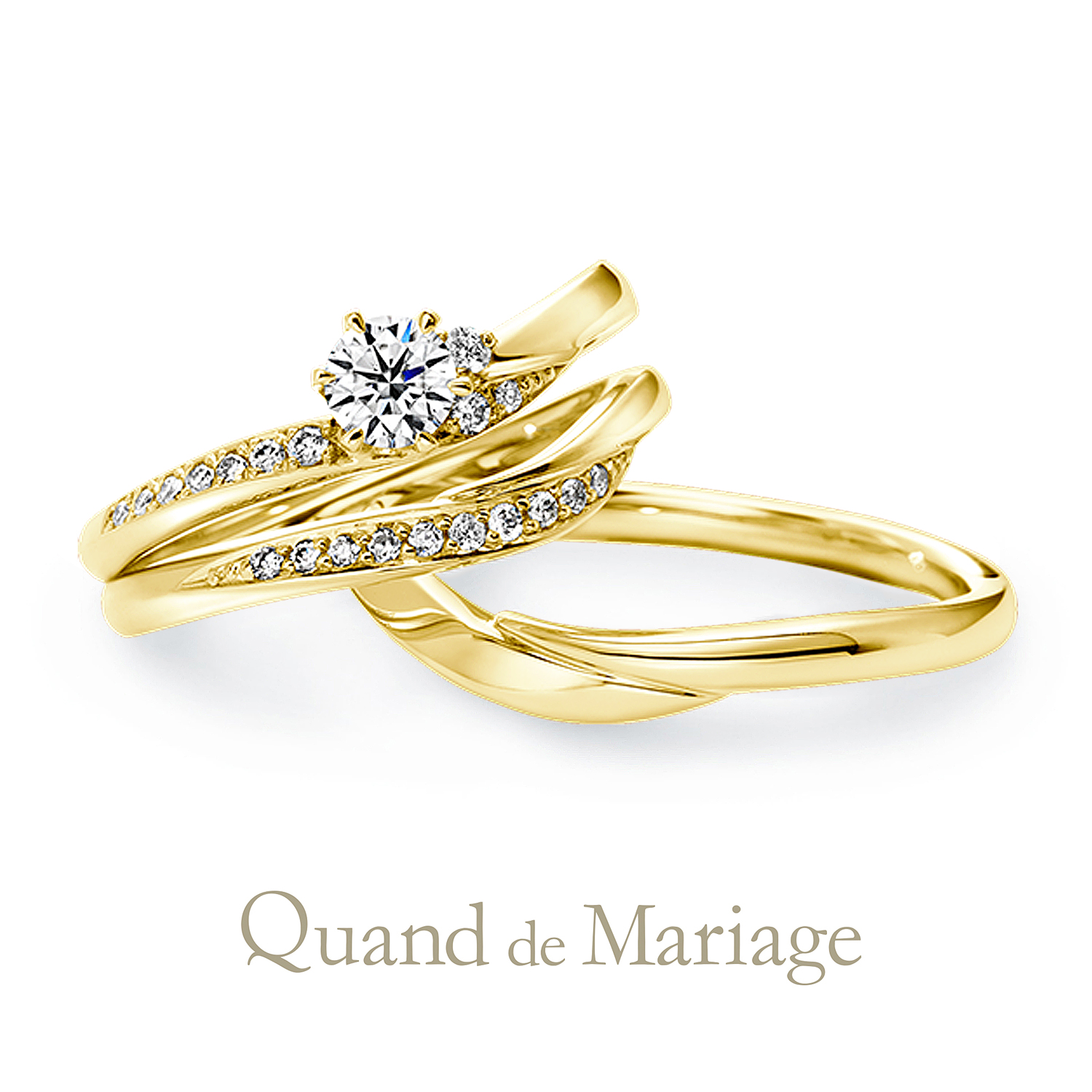 QuanddeMariageのクワンドゥマリアージュの婚約指輪と結婚指輪のセットリングでSetringのAilesのエール