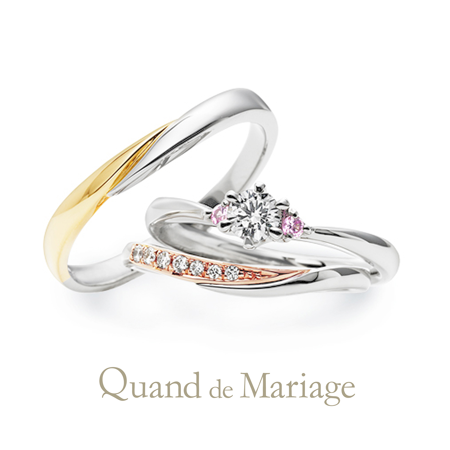 QuanddeMariageのクワンドゥマリアージュの婚約指輪と結婚指輪のセットリングでSetringのAngeのアンジュ