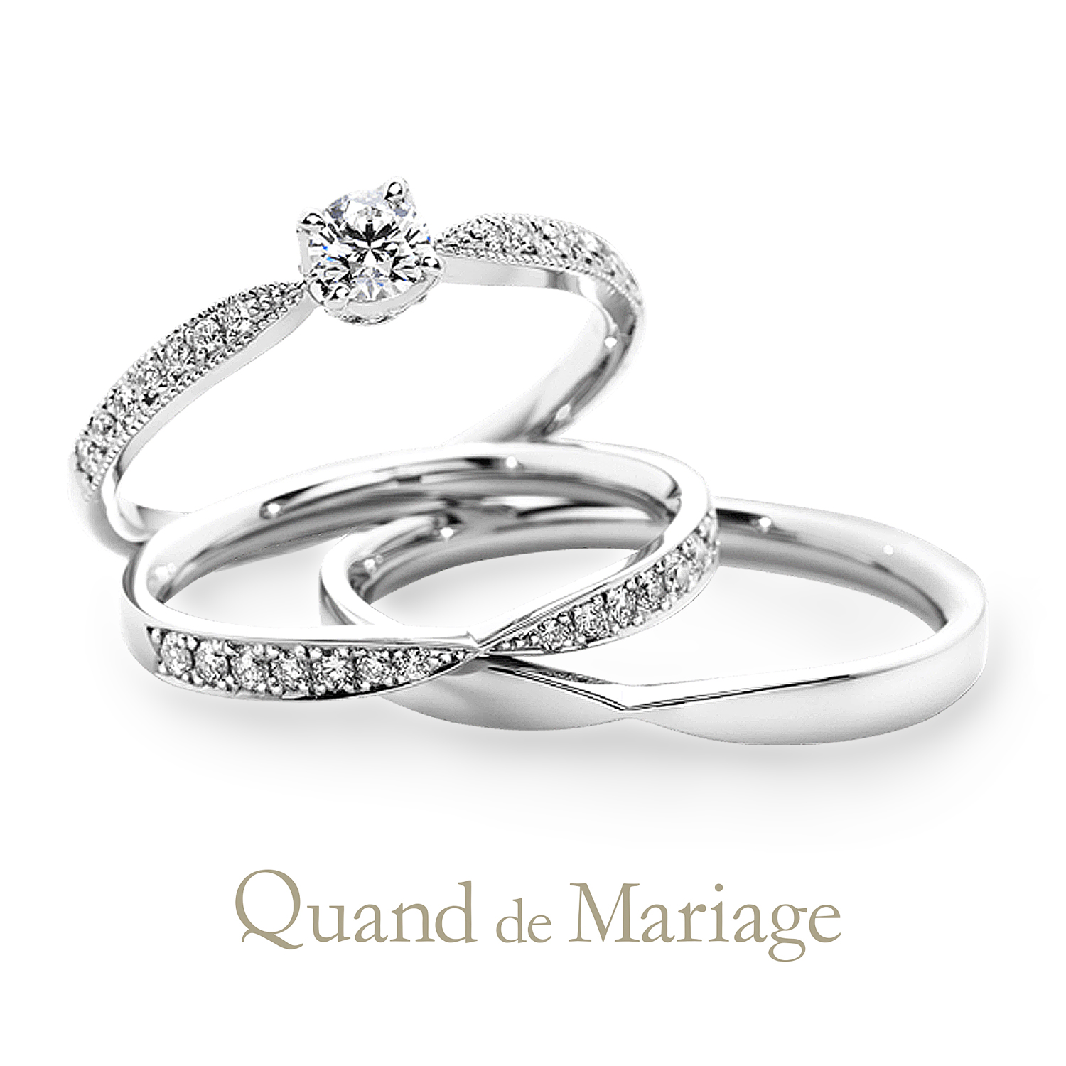 QuanddeMariageのクワンドゥマリアージュの結婚指輪で婚約指輪と結婚指輪のセットリングでSetringのLatacheのラタシェ